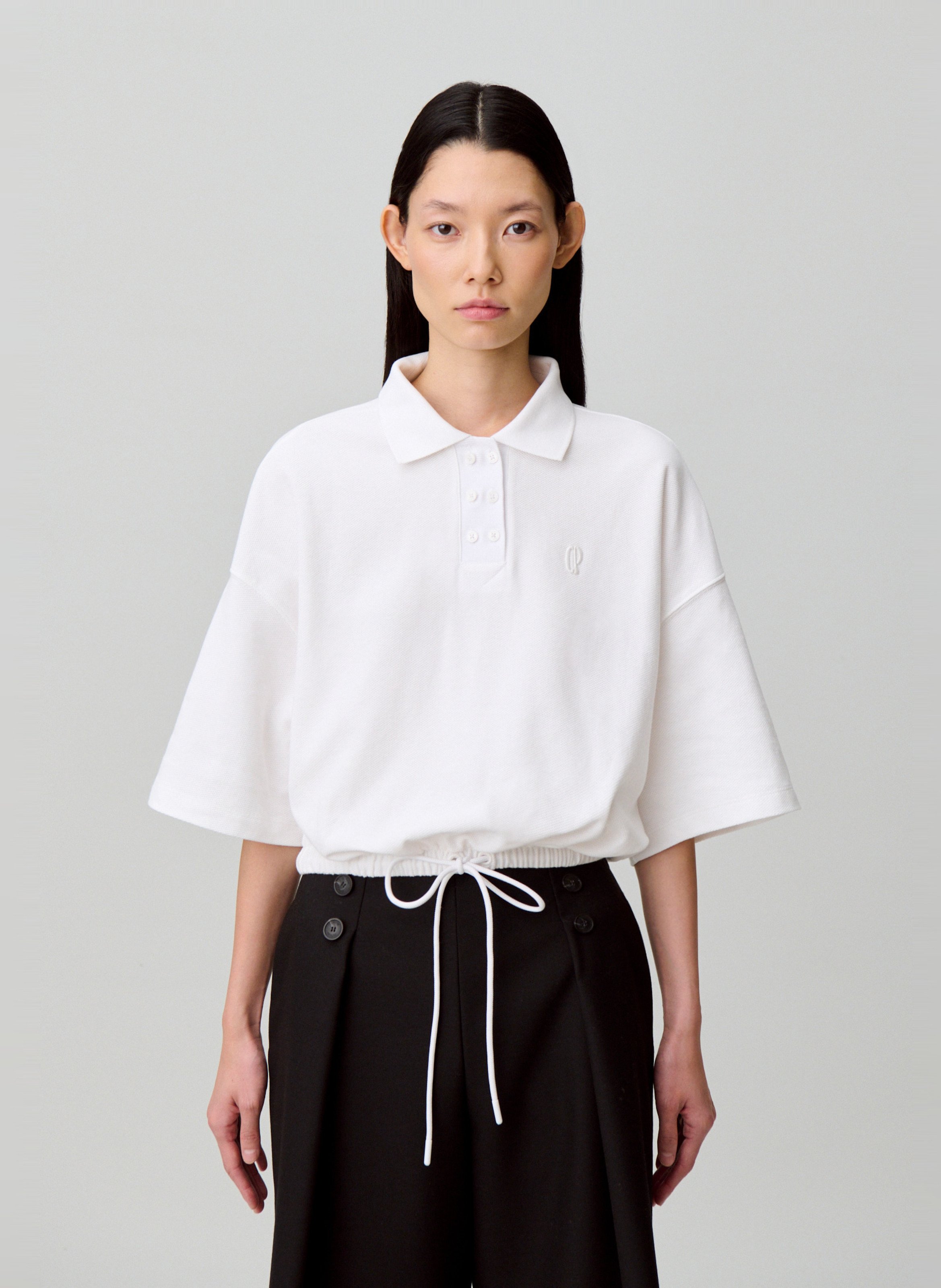 Top col polo en coton CLAUDIE PIERLOT Beige