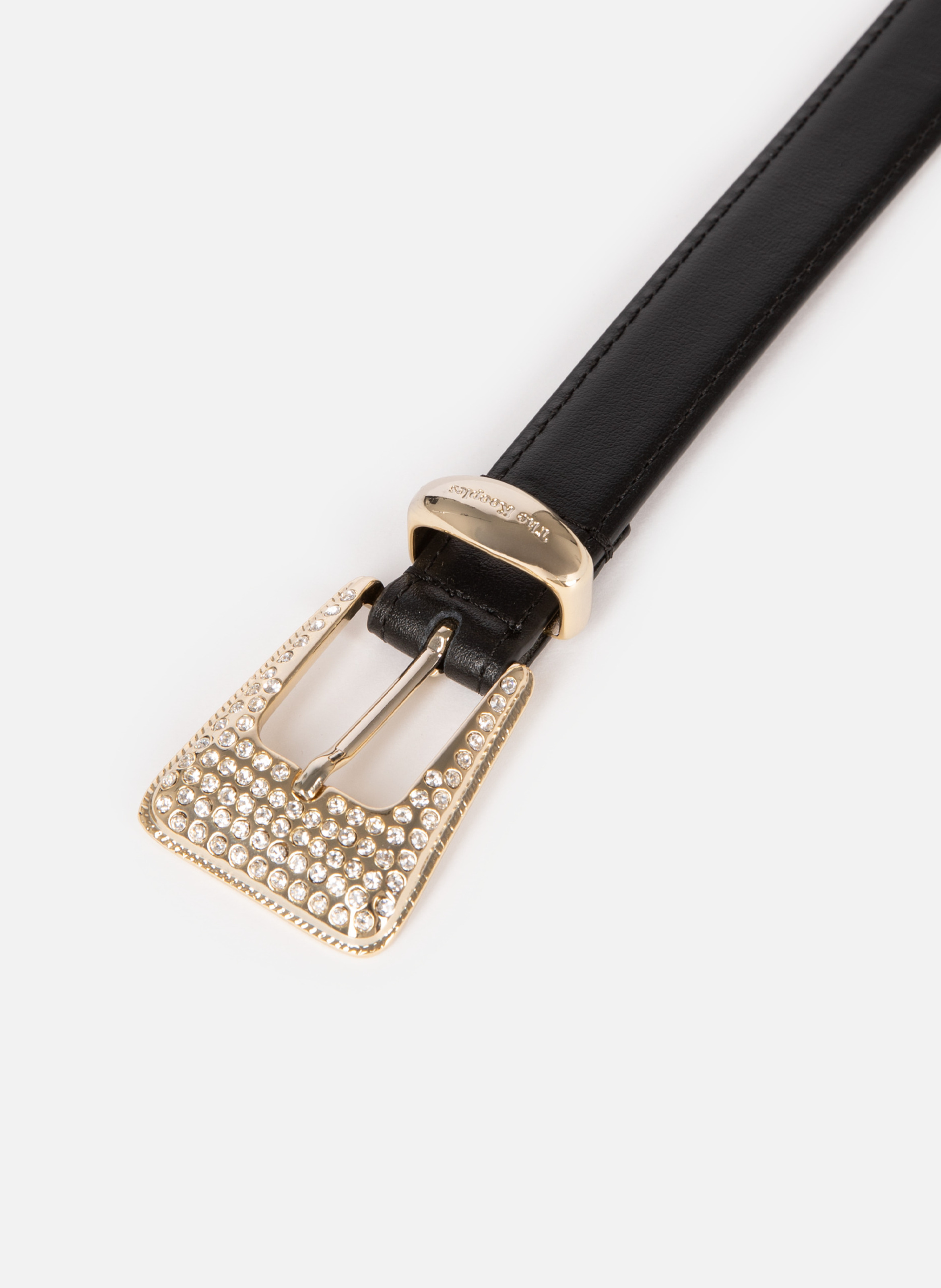 Thin Western-style belt with rhinestone-embellished leather buckle THE KOOPLES Black