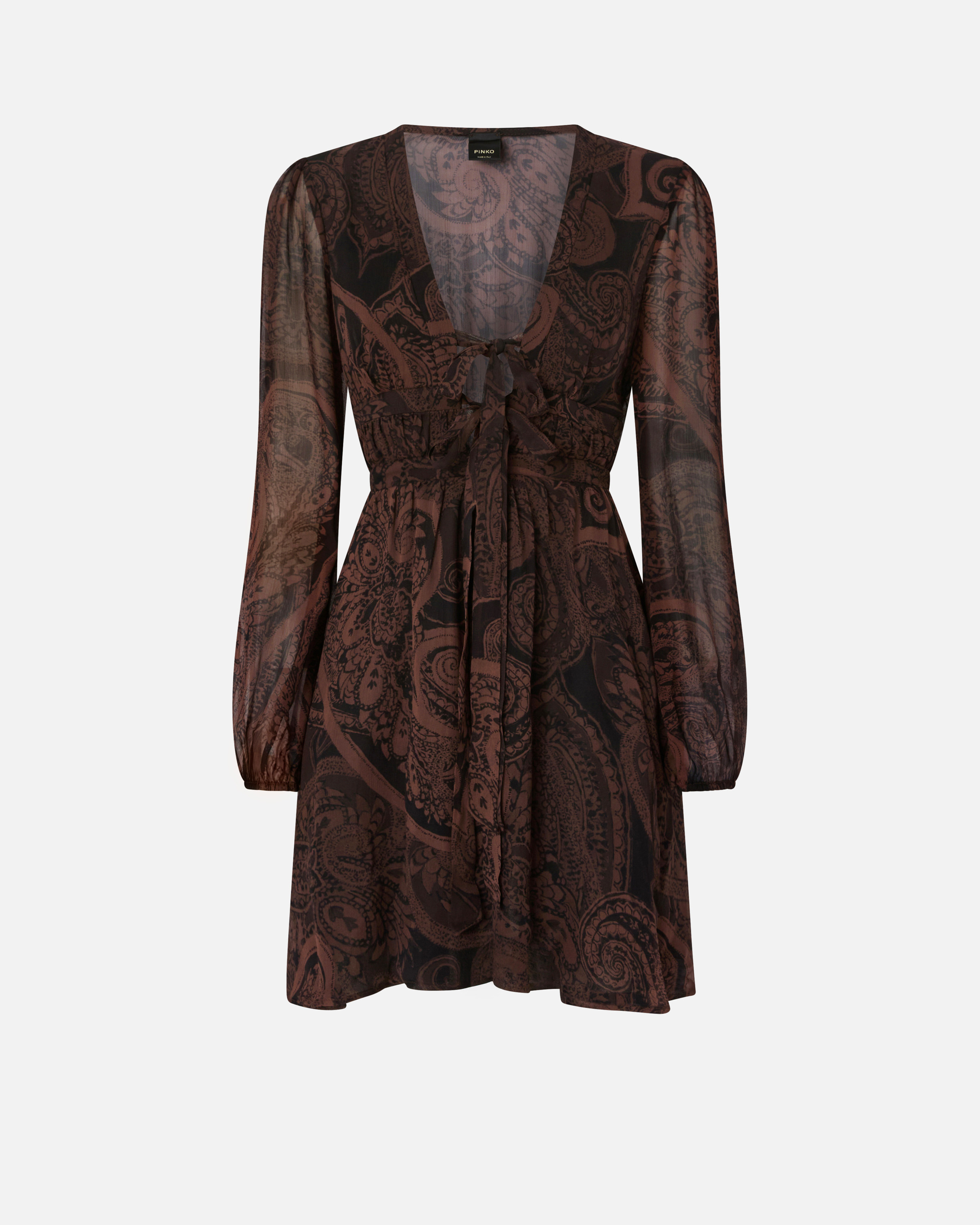 Short paisley print dress PINKO Brown