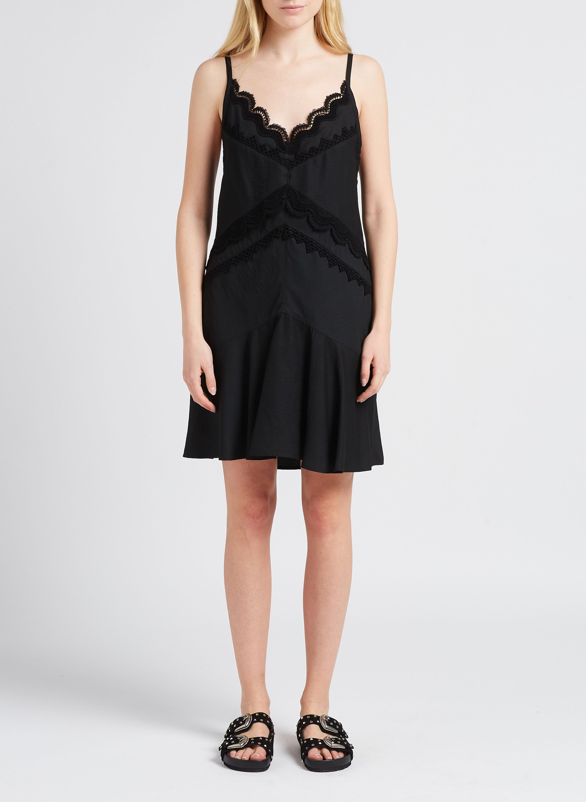 Kurzkleid mit V-Ausschnitt und Stickereien IRO Schwarz