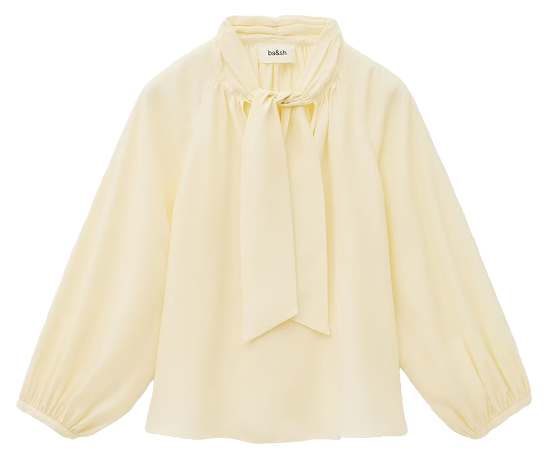 Ruimzittende zijden blouse met strikband aan de kraag BA&SH Beige
