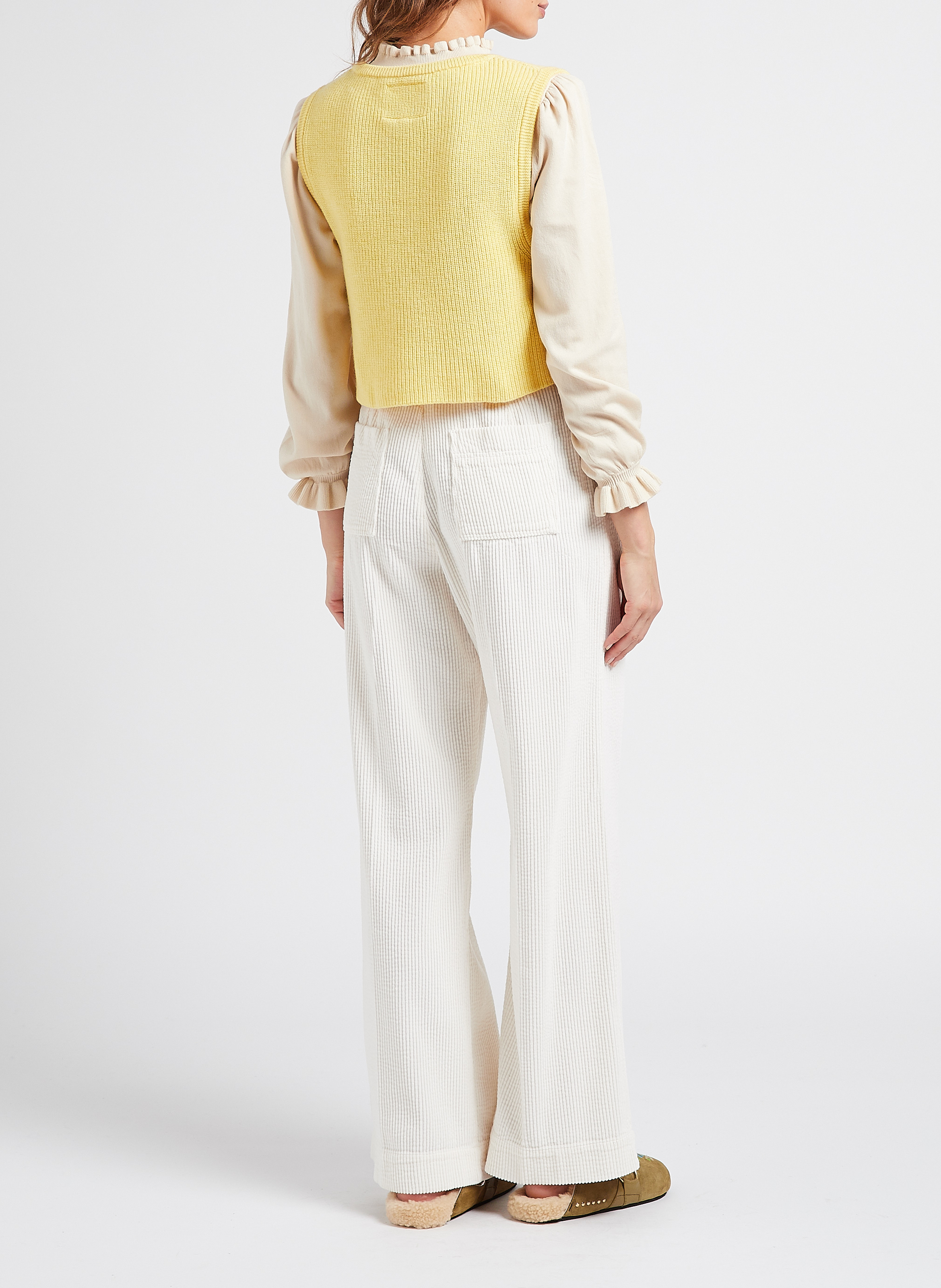 Korte, mouwloze trui | wolblend met kasjmier RITA ROW Geel