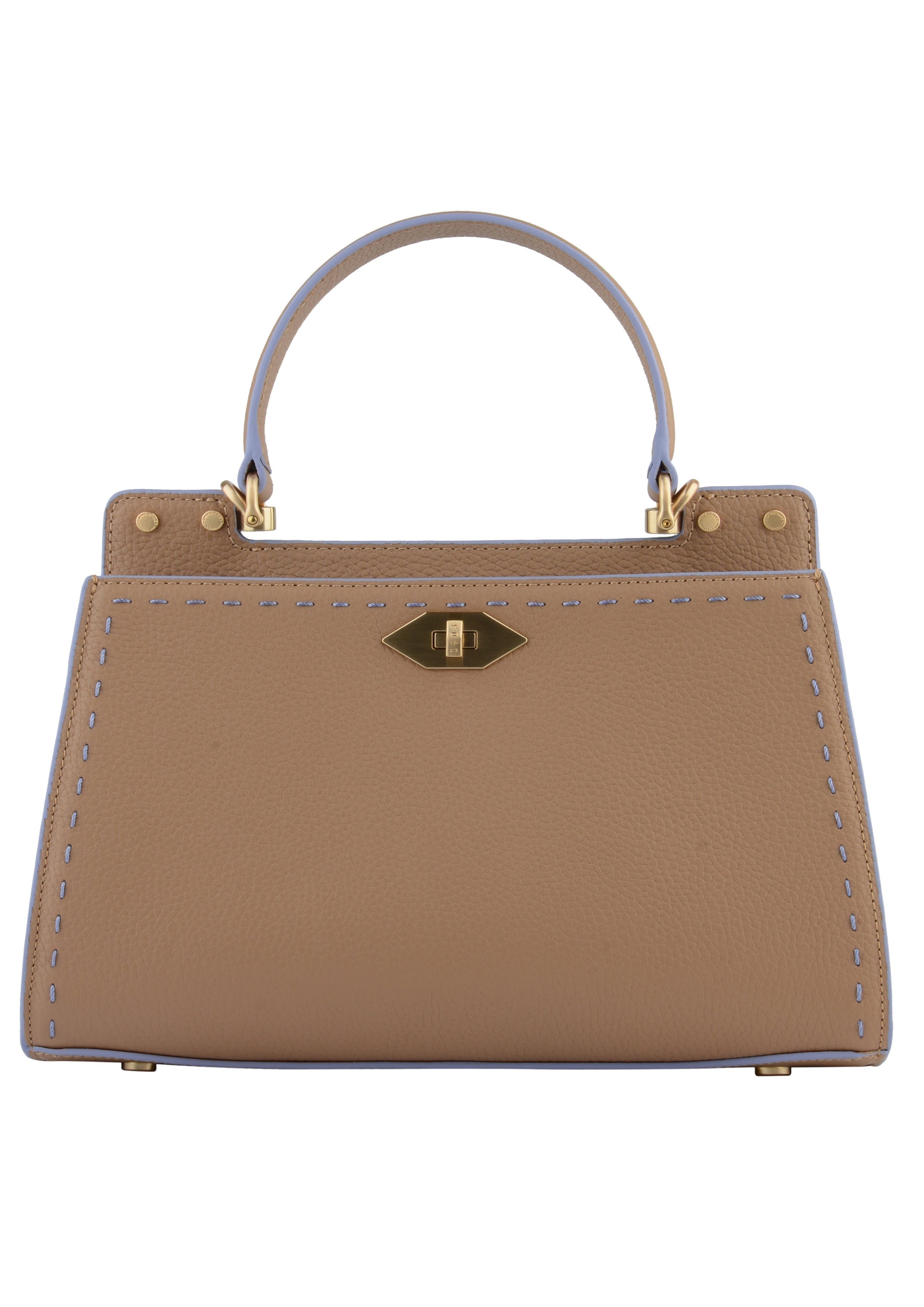 Calfskin leather handbag POURCHET Brown