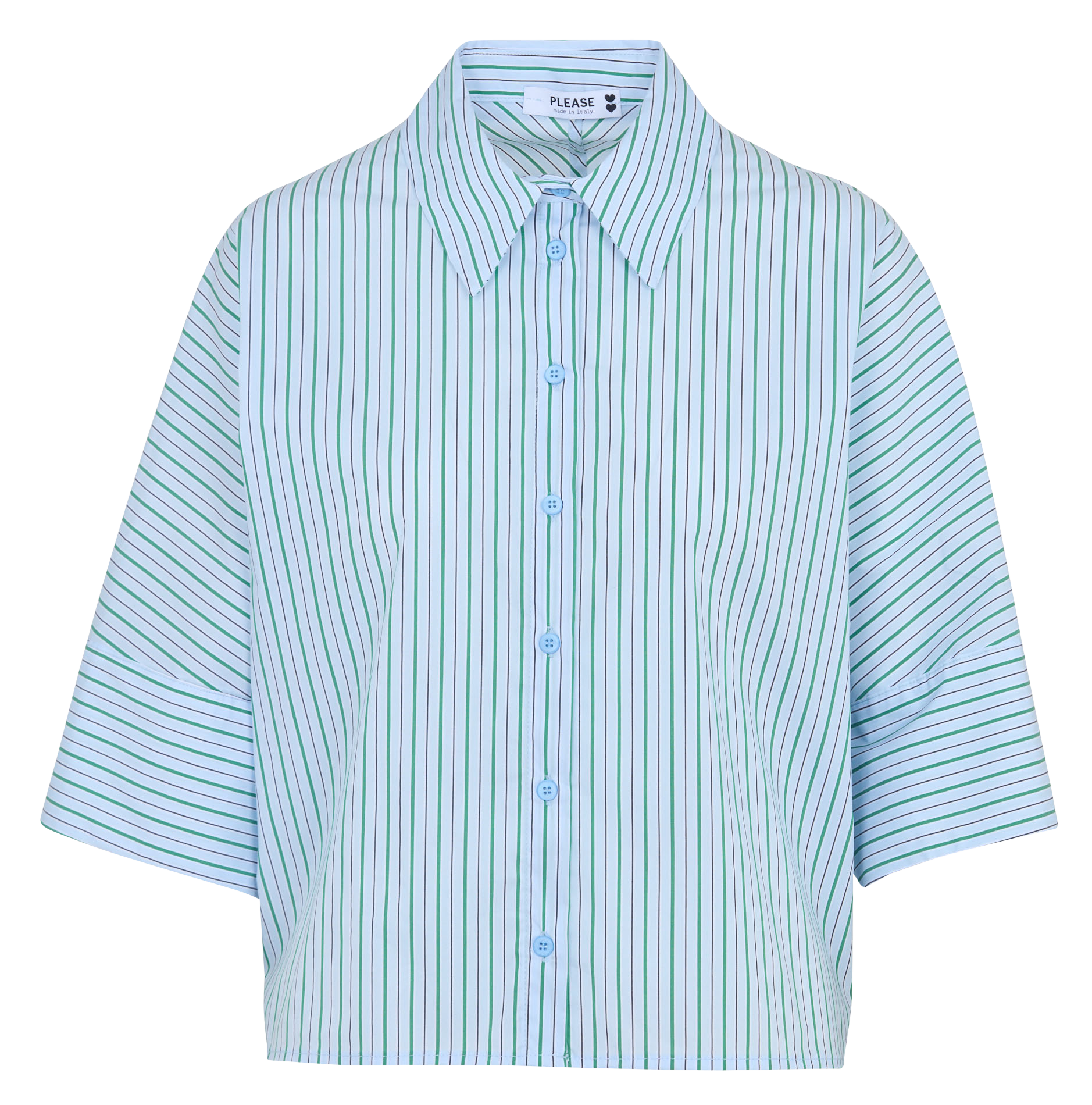 Chemise col classique en coton mélangé PLEASE Bleu