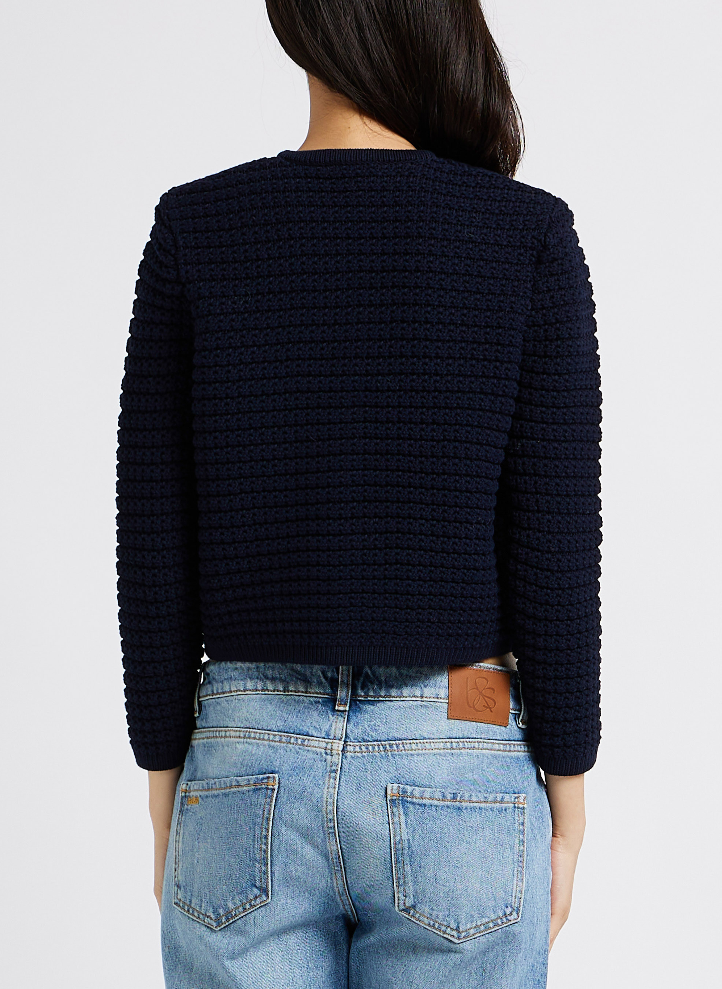 Gilet col rond en maille de coton mélangé  BA&SH Bleu