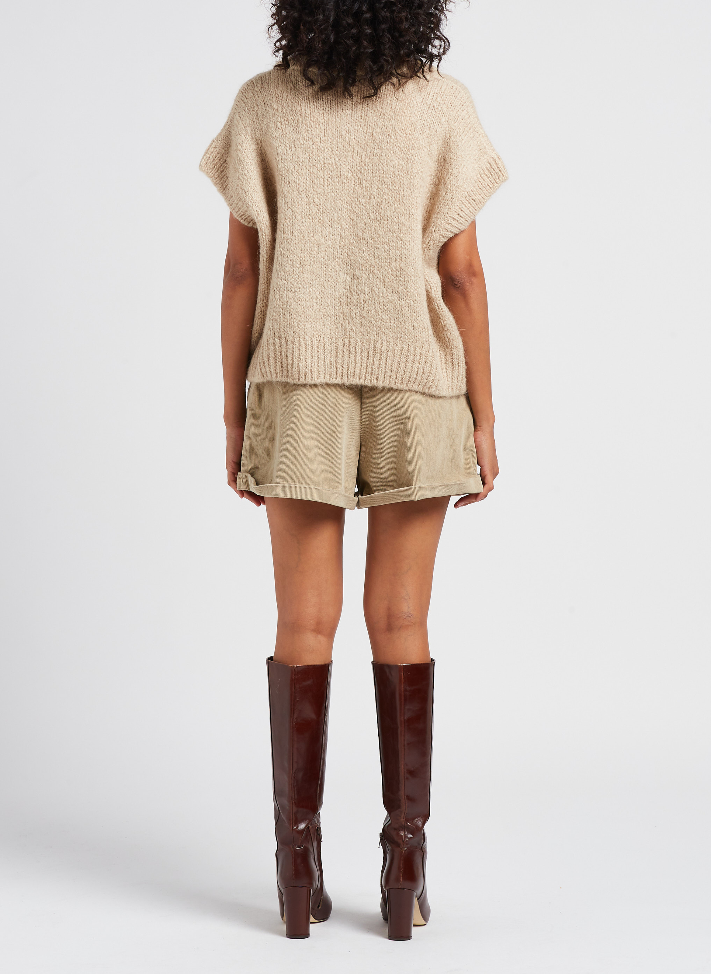 Cardigan with classic collar PLEASE Beige