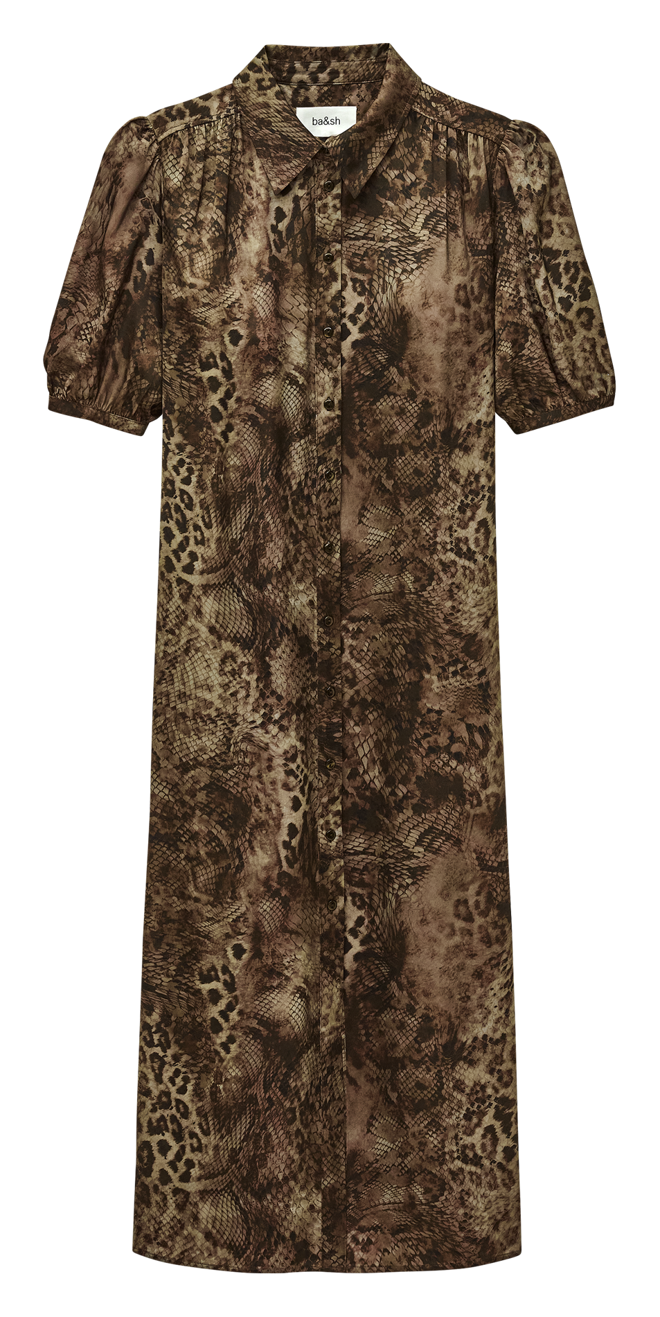 Robe longue col classique imprimée BA&SH Kaki