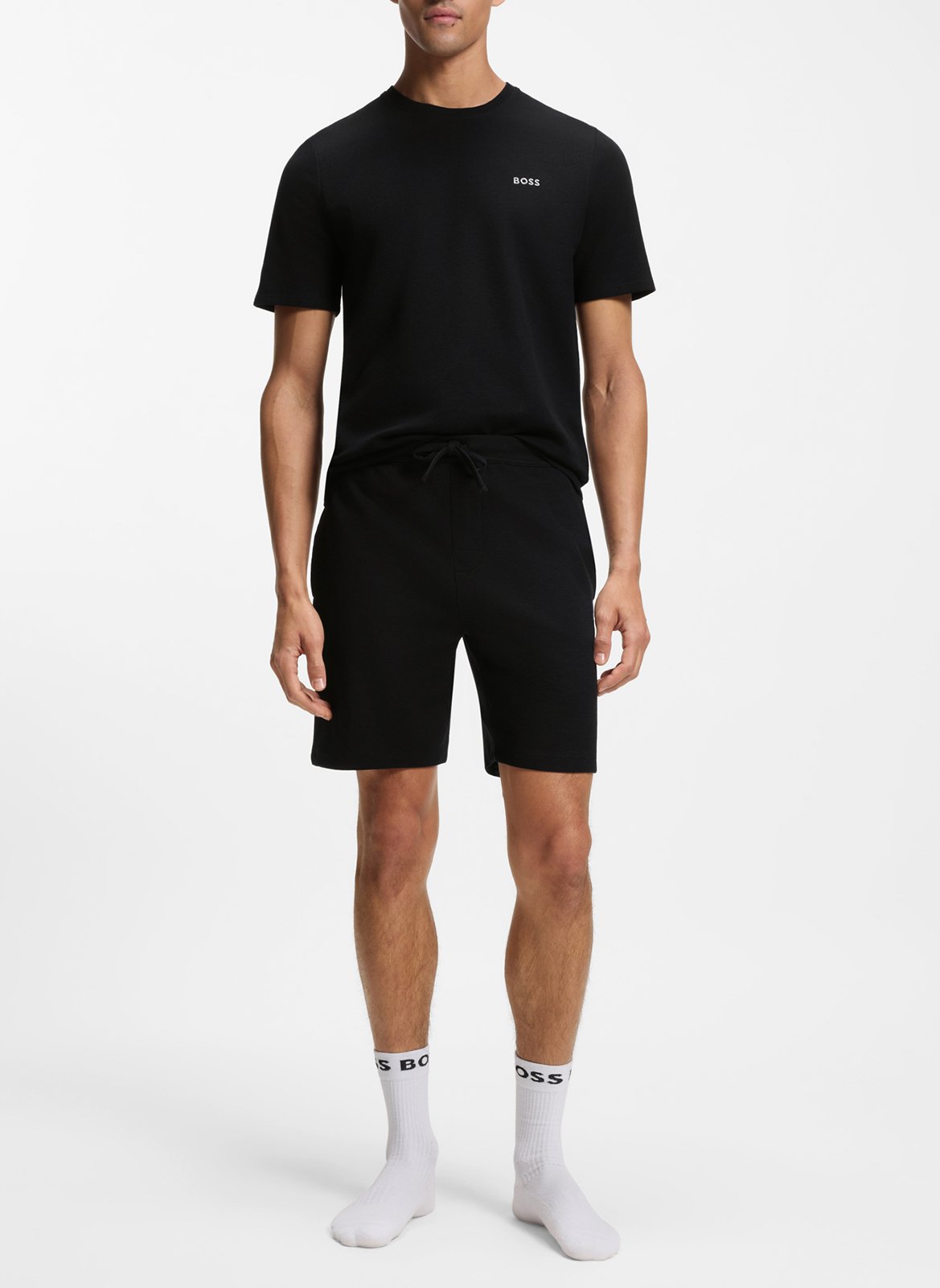 Tee-shirt col rond en coton mélangé BOSS Noir