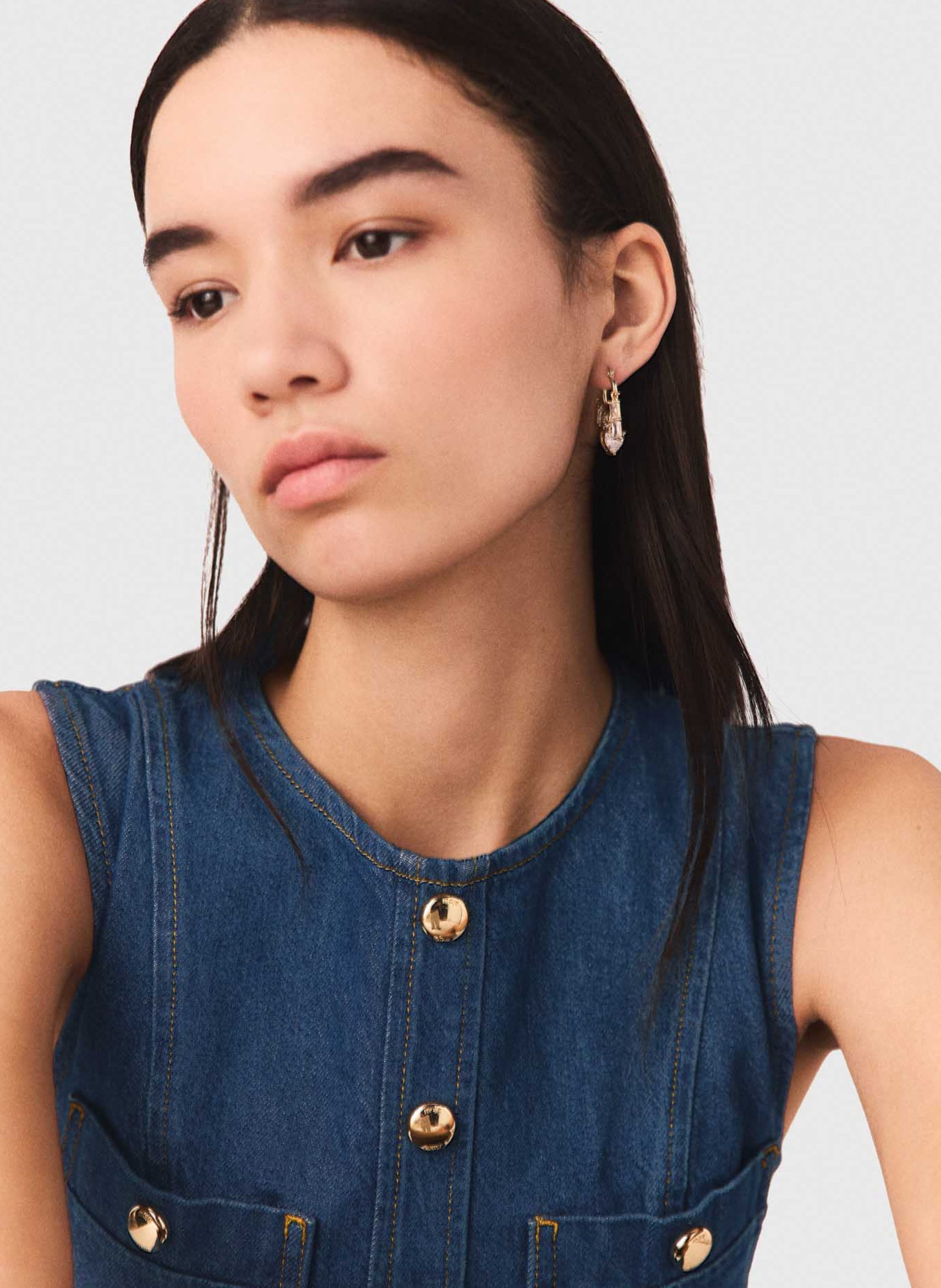 Oorbellen met strass van messing MAJE Goudkleurig