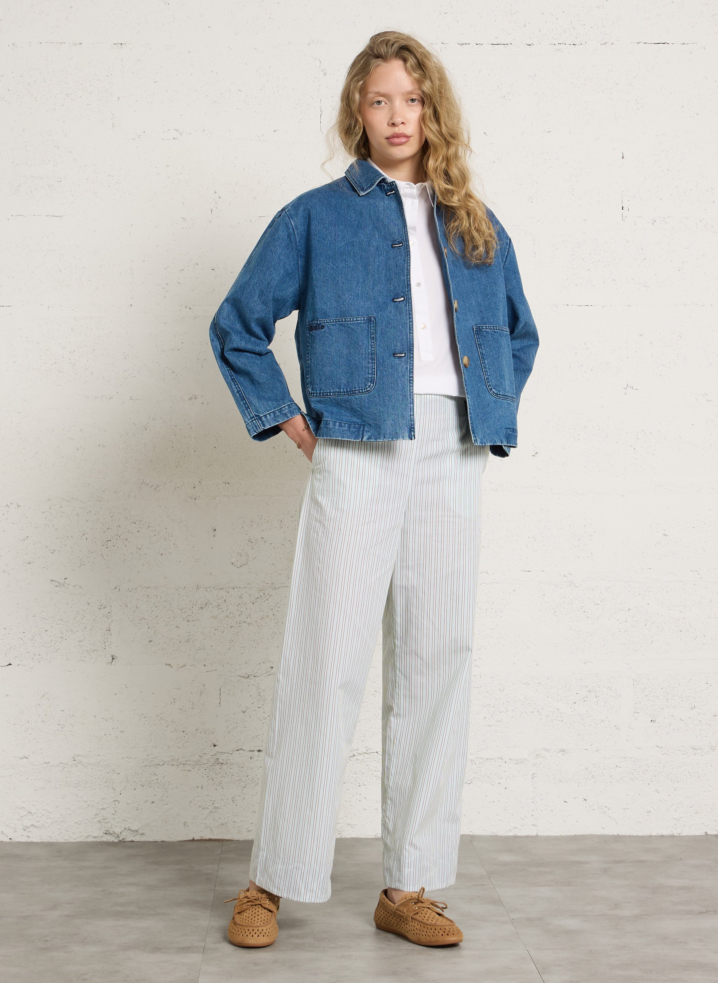 Rechte knoopsluiting spijkerjas BELLA JONES Blauw