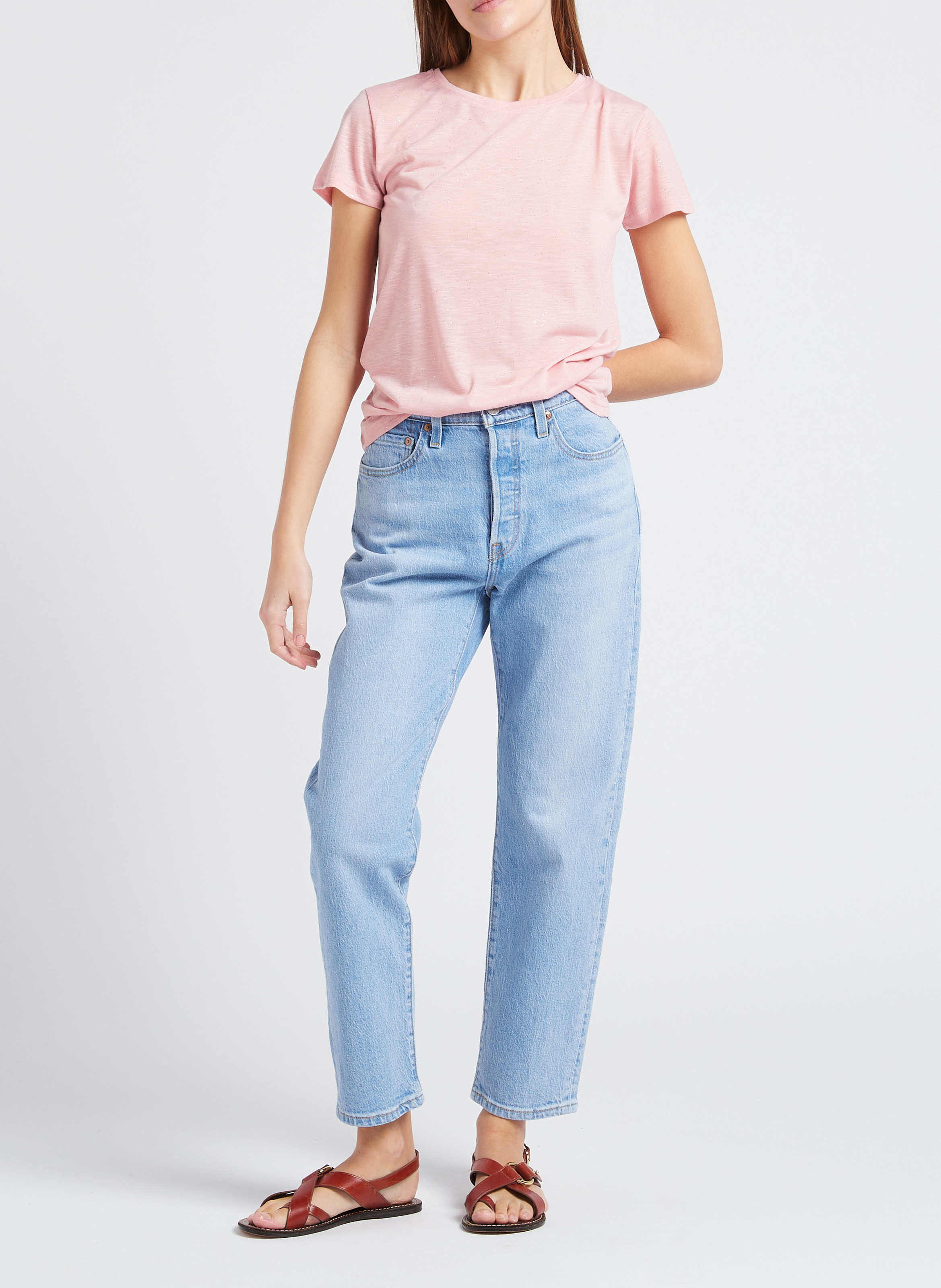 Round-neck glittery T-shirt LA PETITE ETOILE Pink