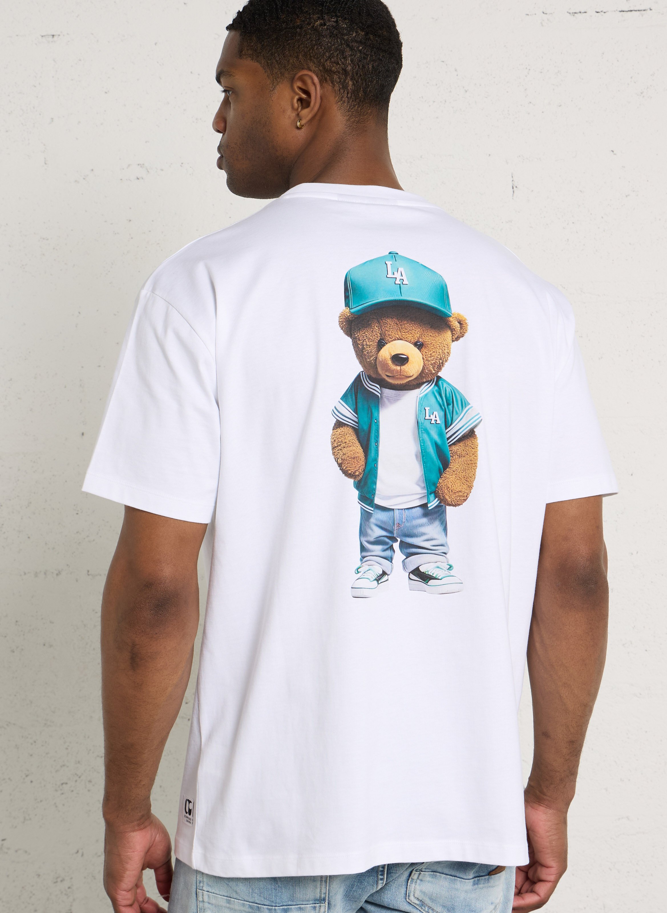 Tee-shirt droit en coton sérigraphié LE TEMPS DES CERISES Blanc