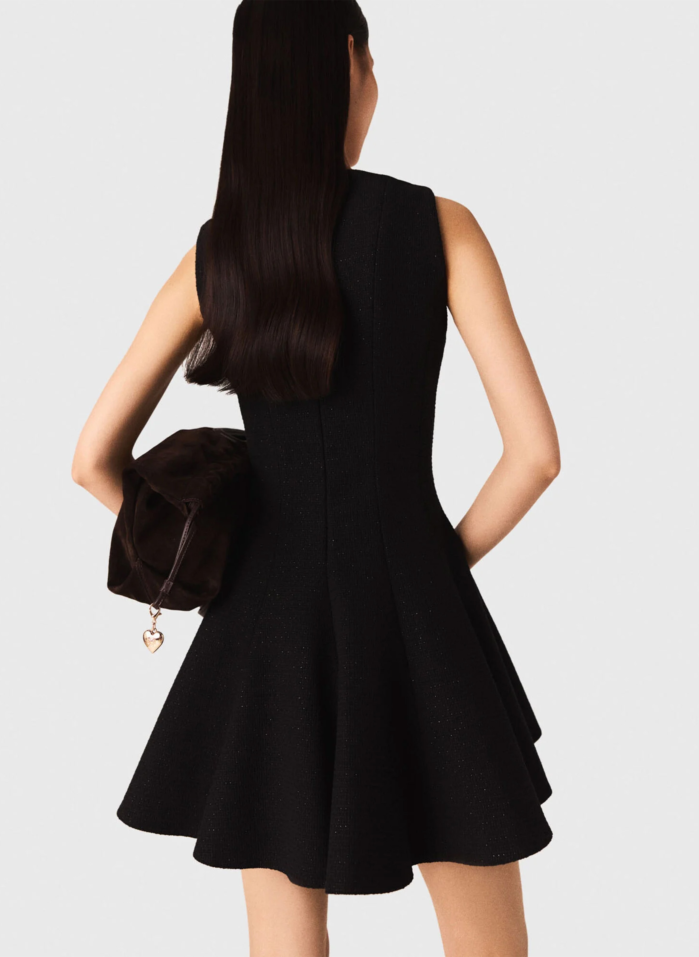 Robe courte évasée en coton mélangé MAJE Noir