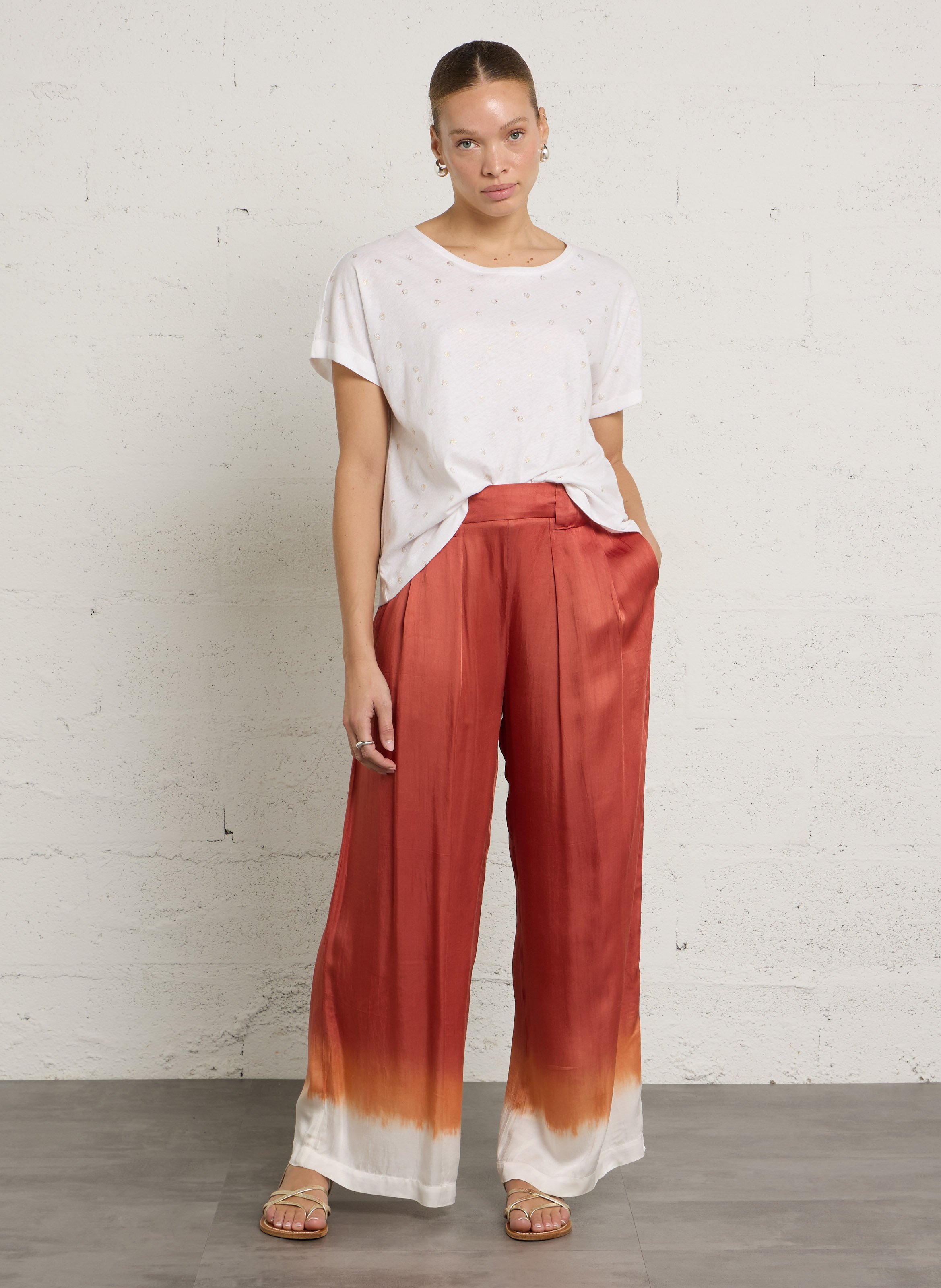 Pantalon large tie and dye BELLA JONES Orange