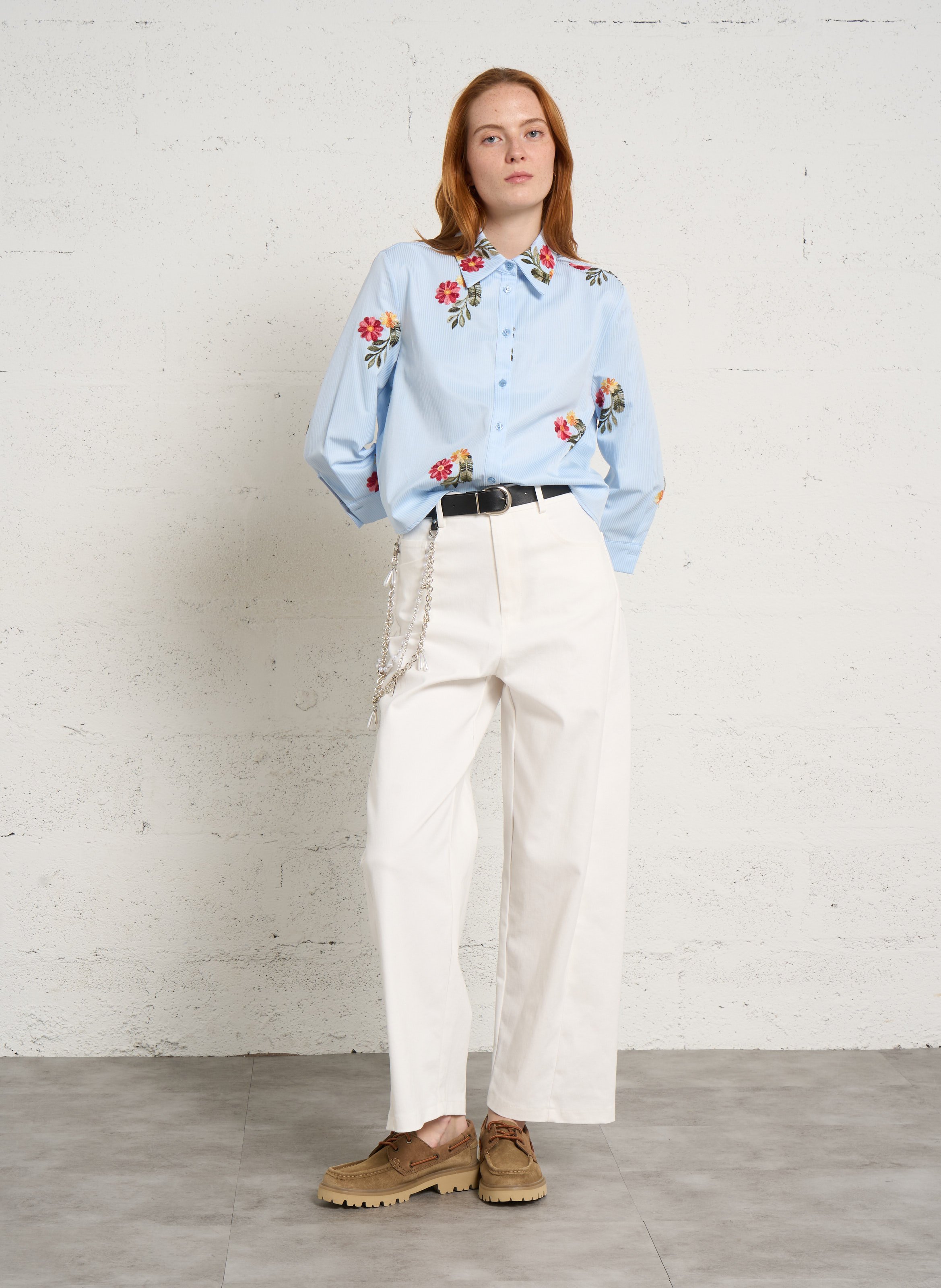 Pantalon large en coton mélangé IMPERIAL Beige