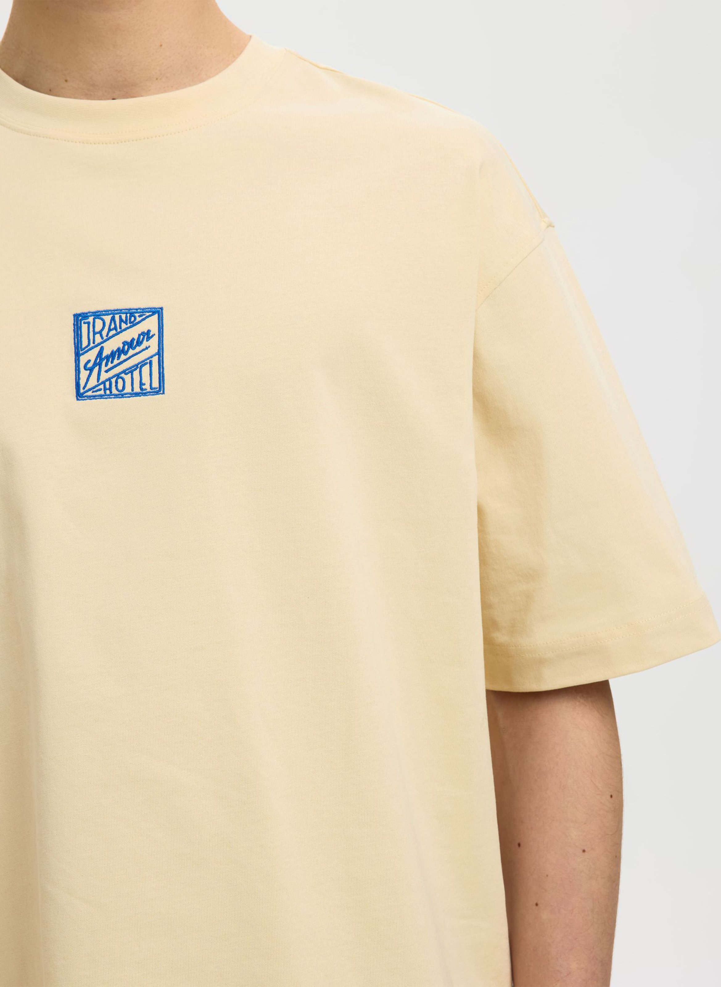 Tee-shirt ciol rond en coton bio SELECTED Beige