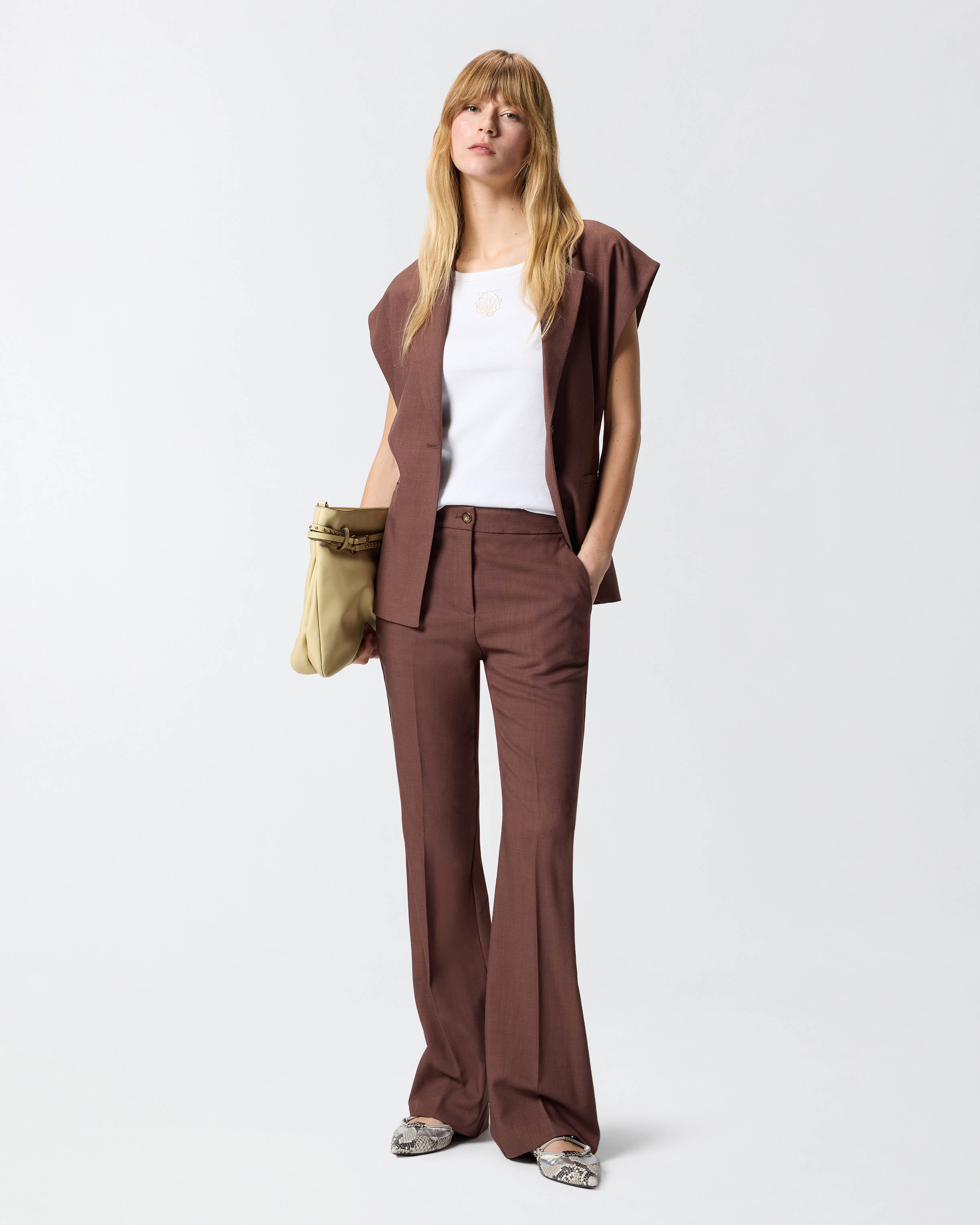 Ribbed knit tank top with love birds embroidery White