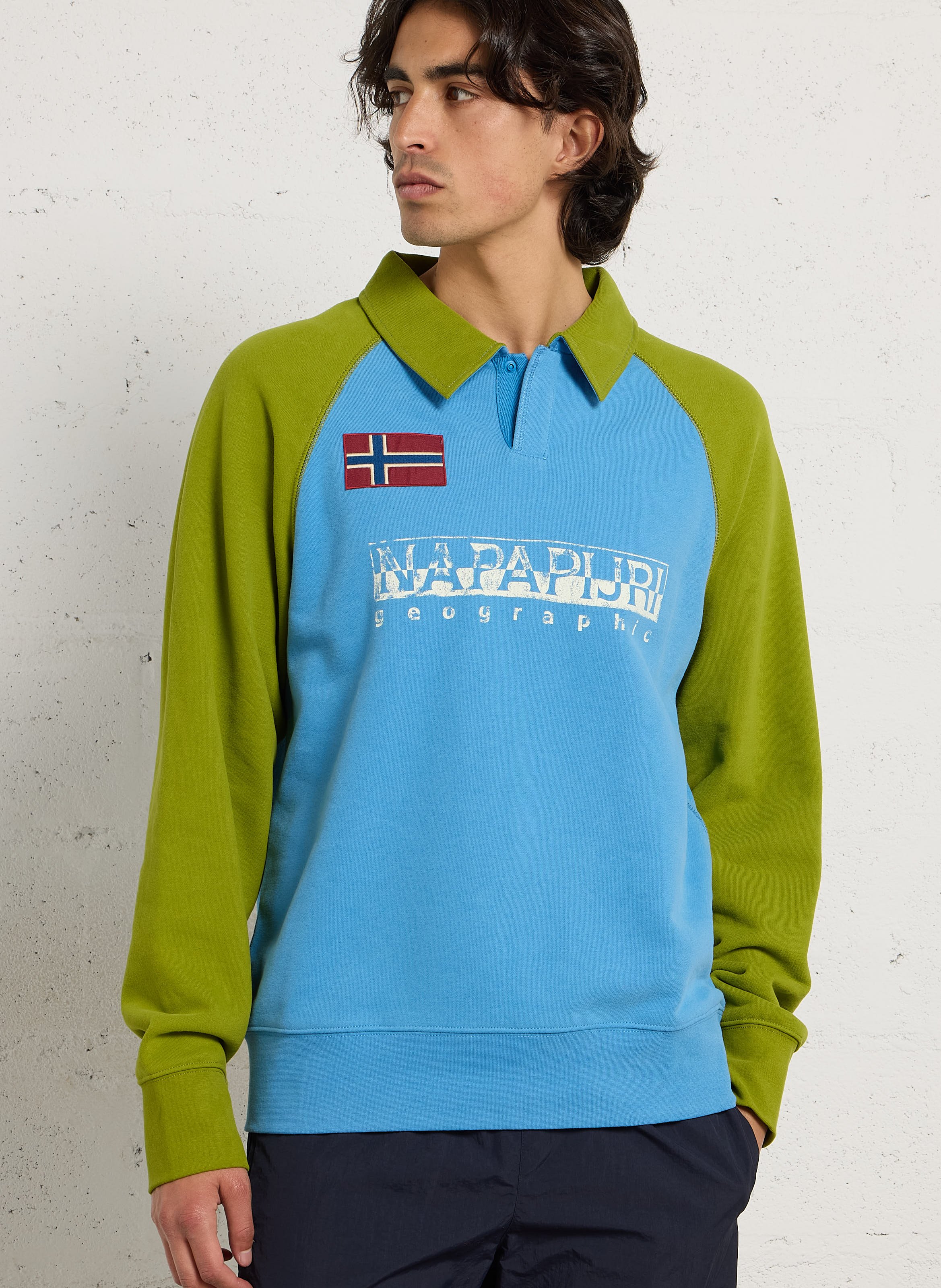 Klassischer Kragenpullover aus Baumwollmischung NAPAPIJRI Blau
