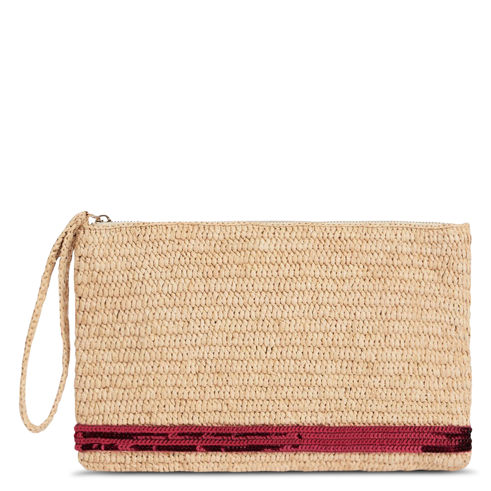 Sequined raffia clutch bag VANESSA BRUNO Pink