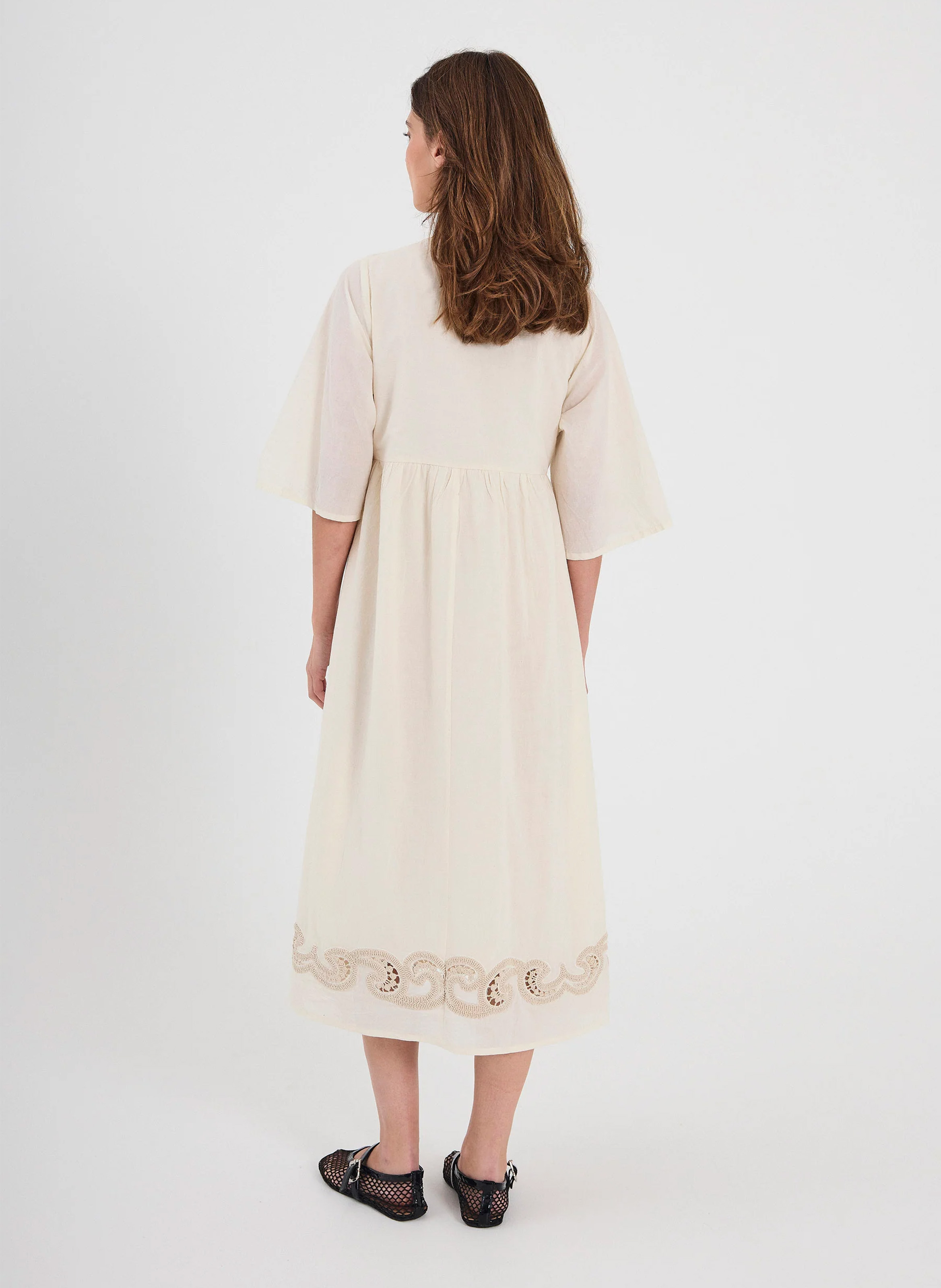 Long loose-fit cotton dress NORR White