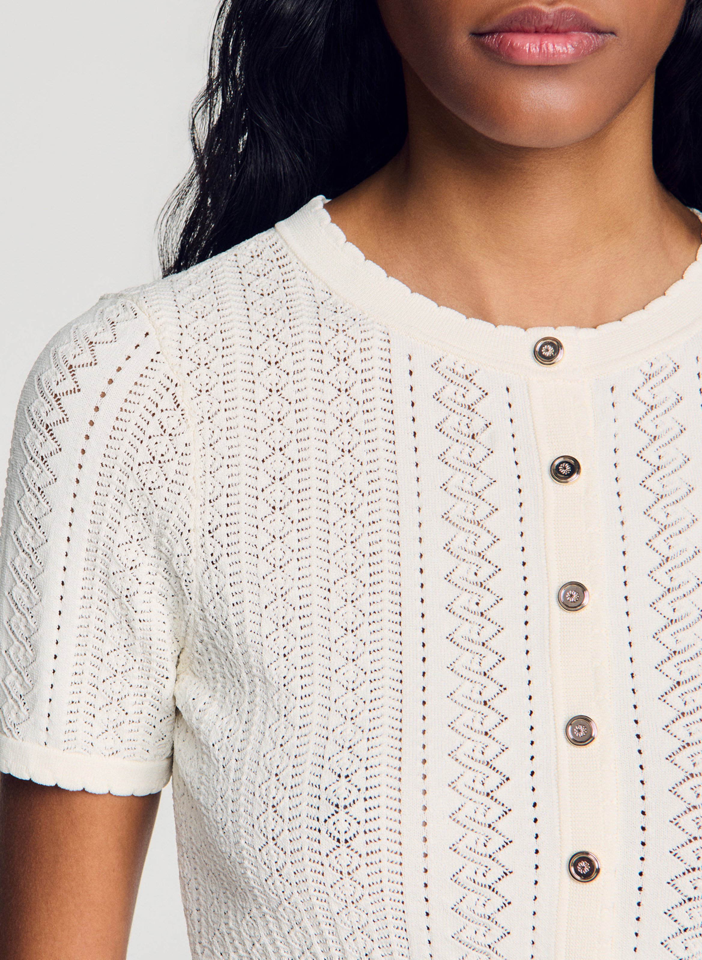 Slim-fit, gebreide top met ronde hals SANDRO Beige