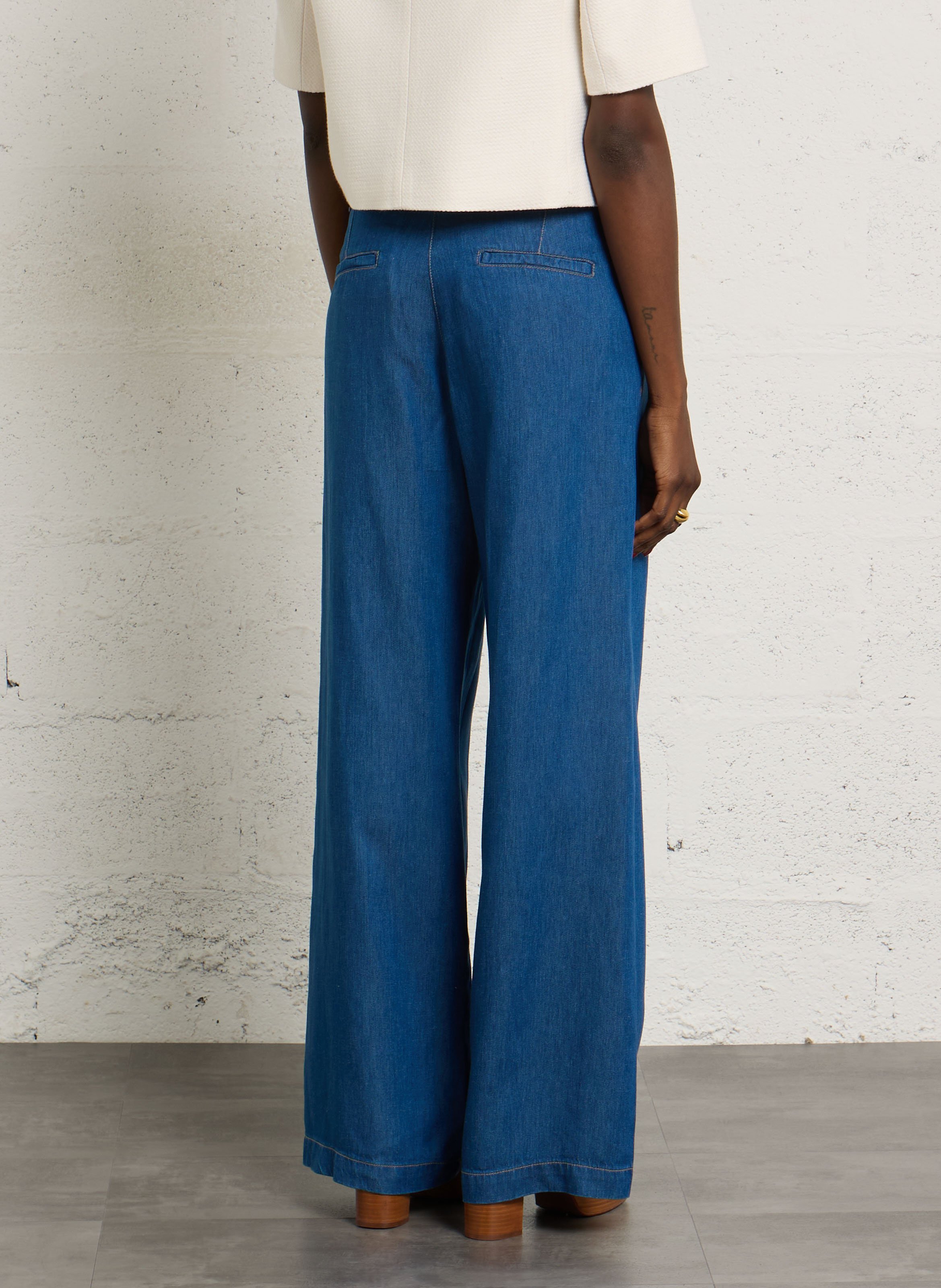 Straight cotton-blend pants MAISON 123 Blue