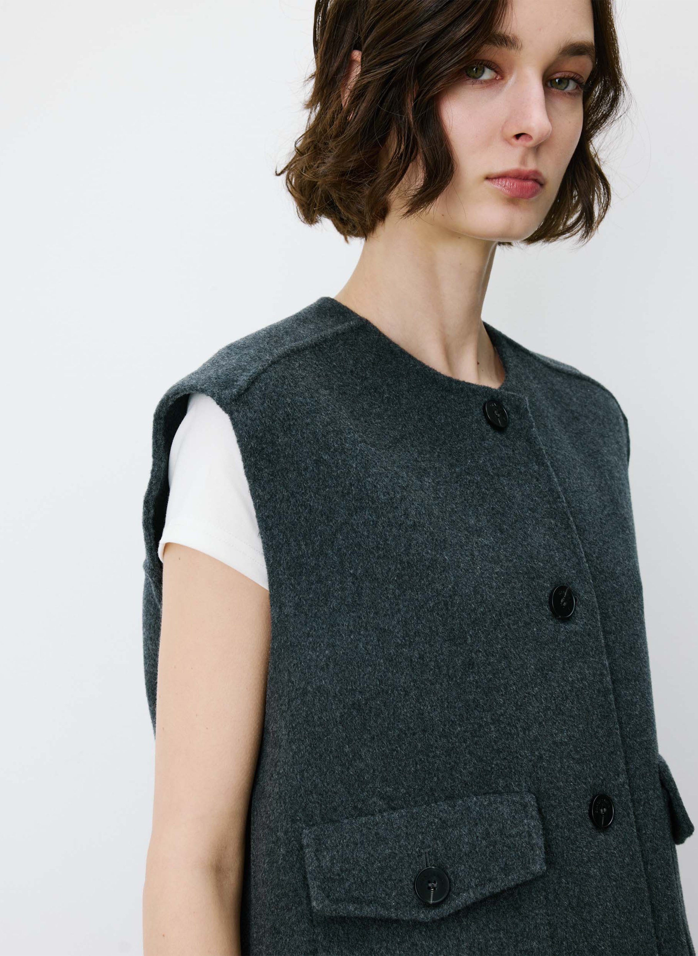 Veste sans manches ample en laine mélangée GRACE ET MILA Noir