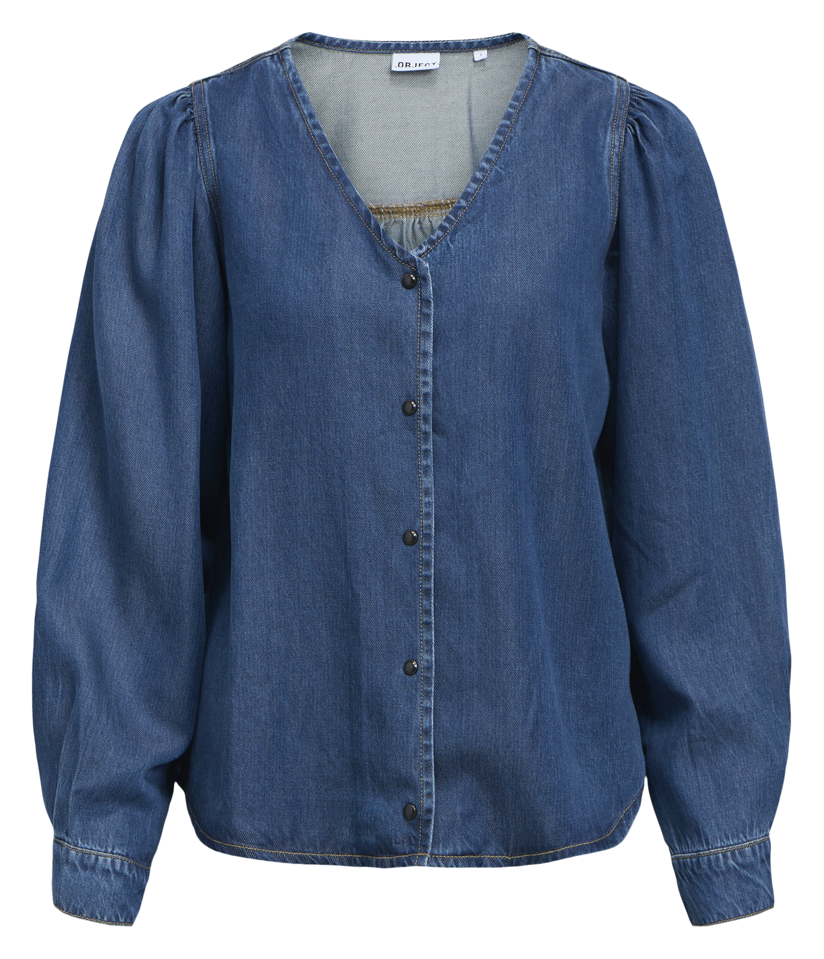 Weites Blusenshirt mit V-Ausschnitt OBJECT Blau