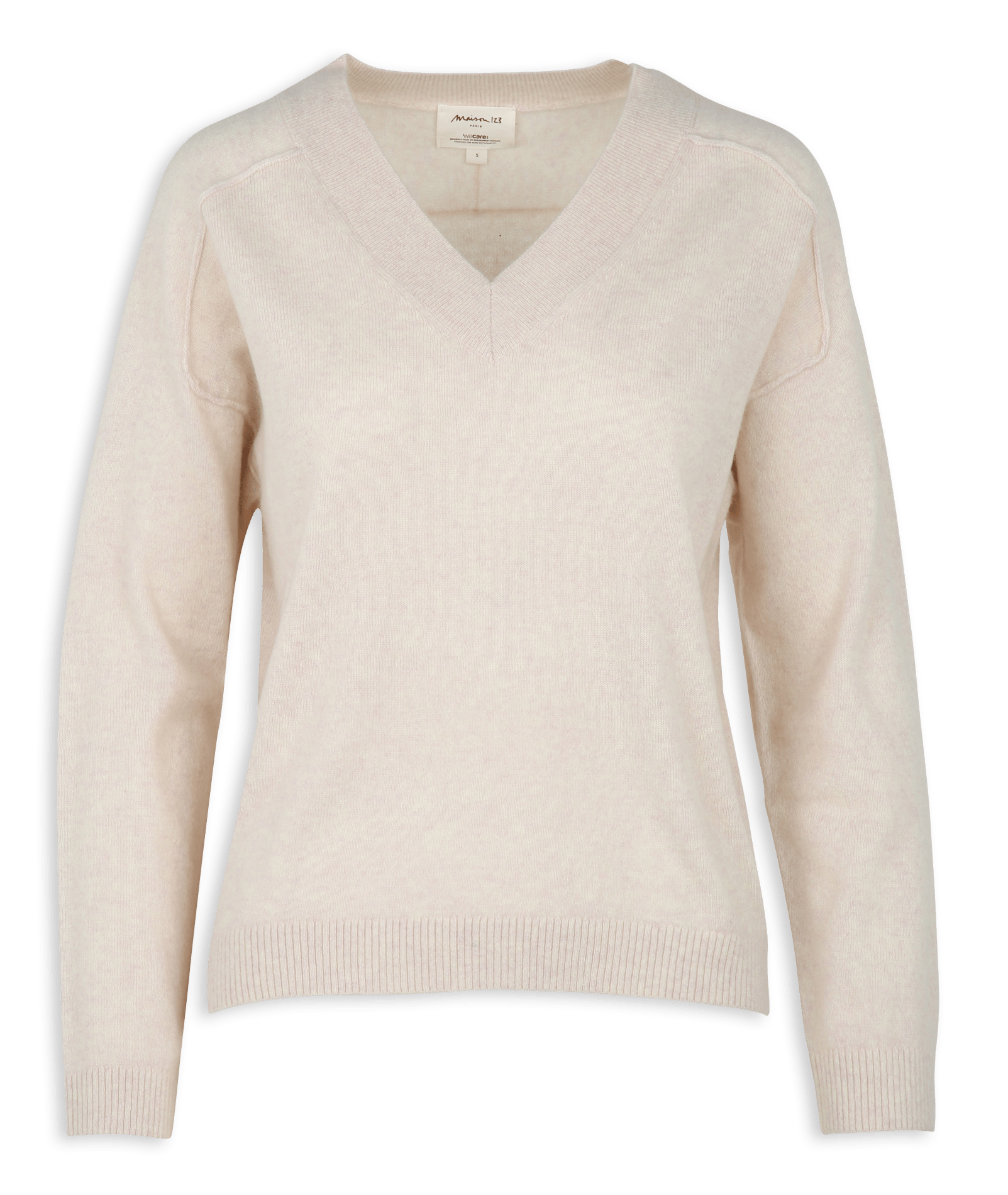 Straight V-neck cashmere sweater MAISON 123 Pink