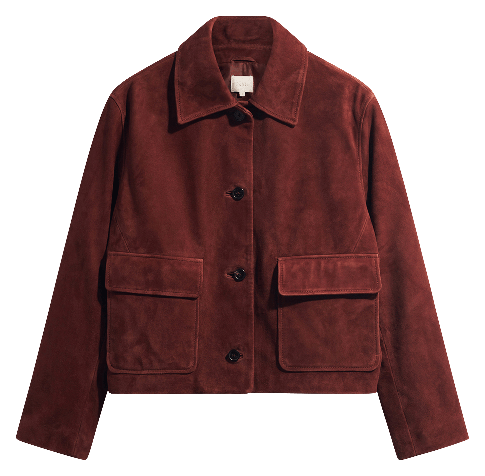 Veste oversize col classique en cuir velours PABLO