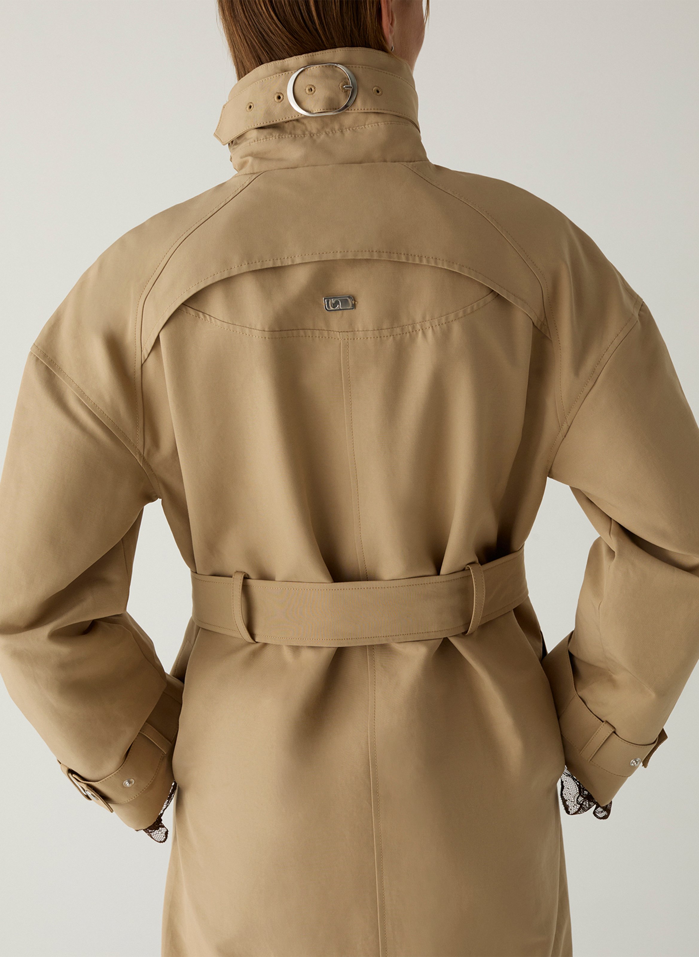 Trenchcoat van katoenmix met reverskraag LAAGAM Beige