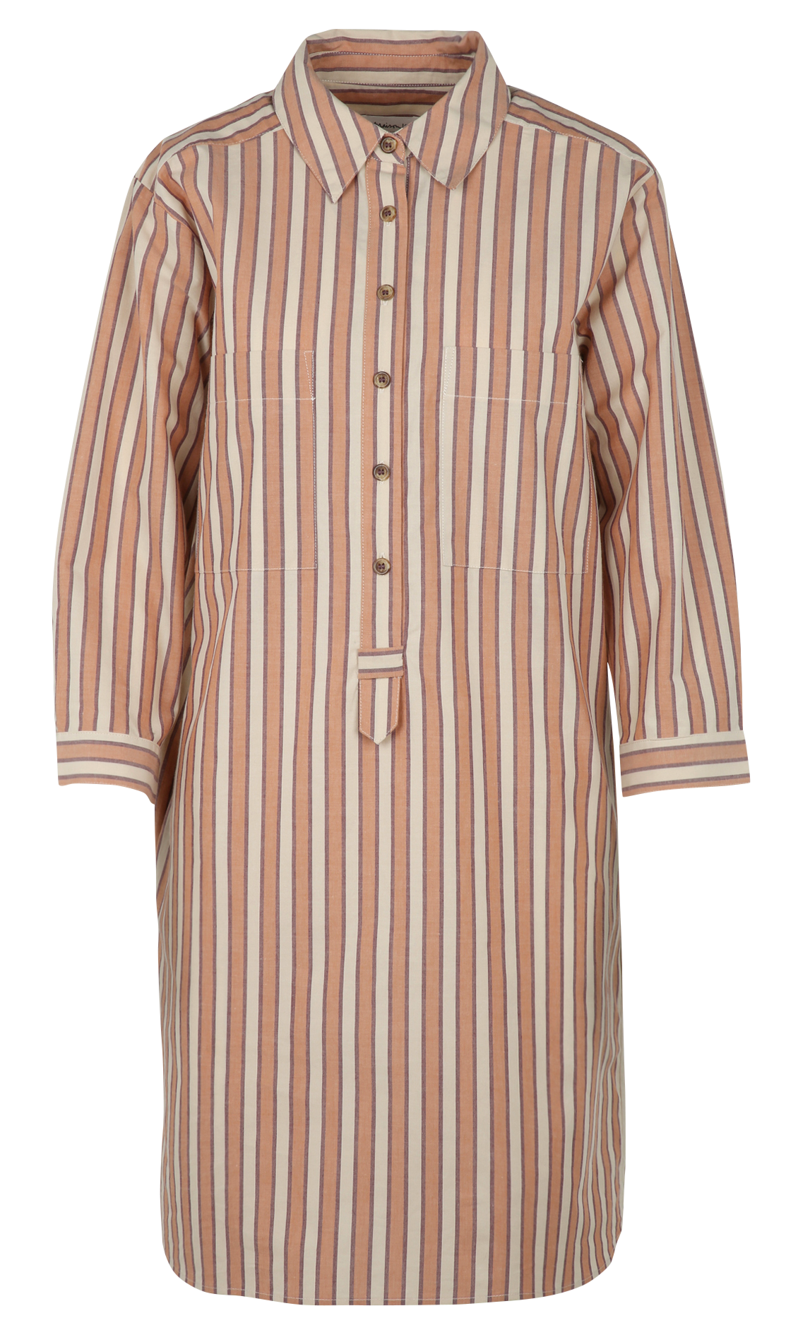 Striped cotton shirt dress with classic collar MAISON 123 Red