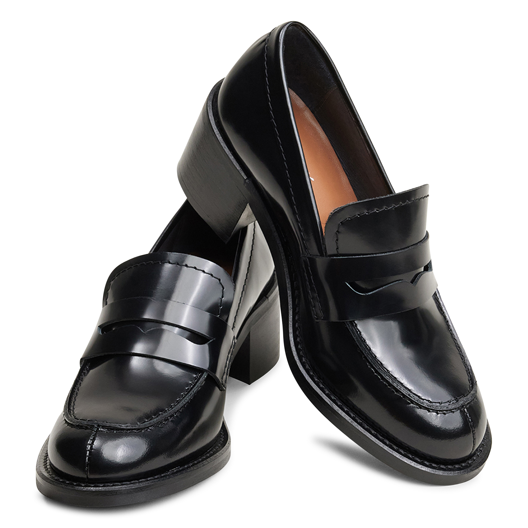 Heeled patent leather loafers JONAK Black