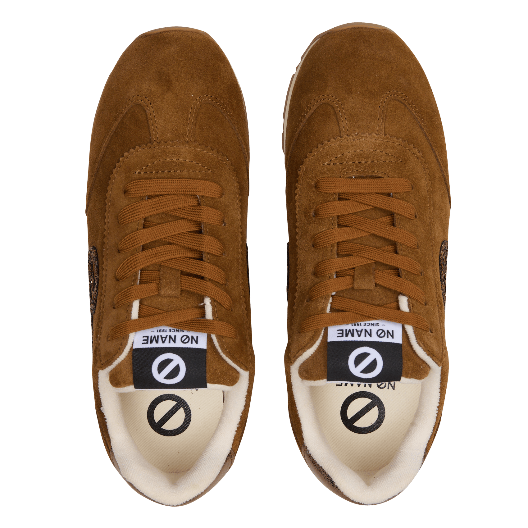 Sneakers van leer met pailletten | Bruin NO NAME Dames
