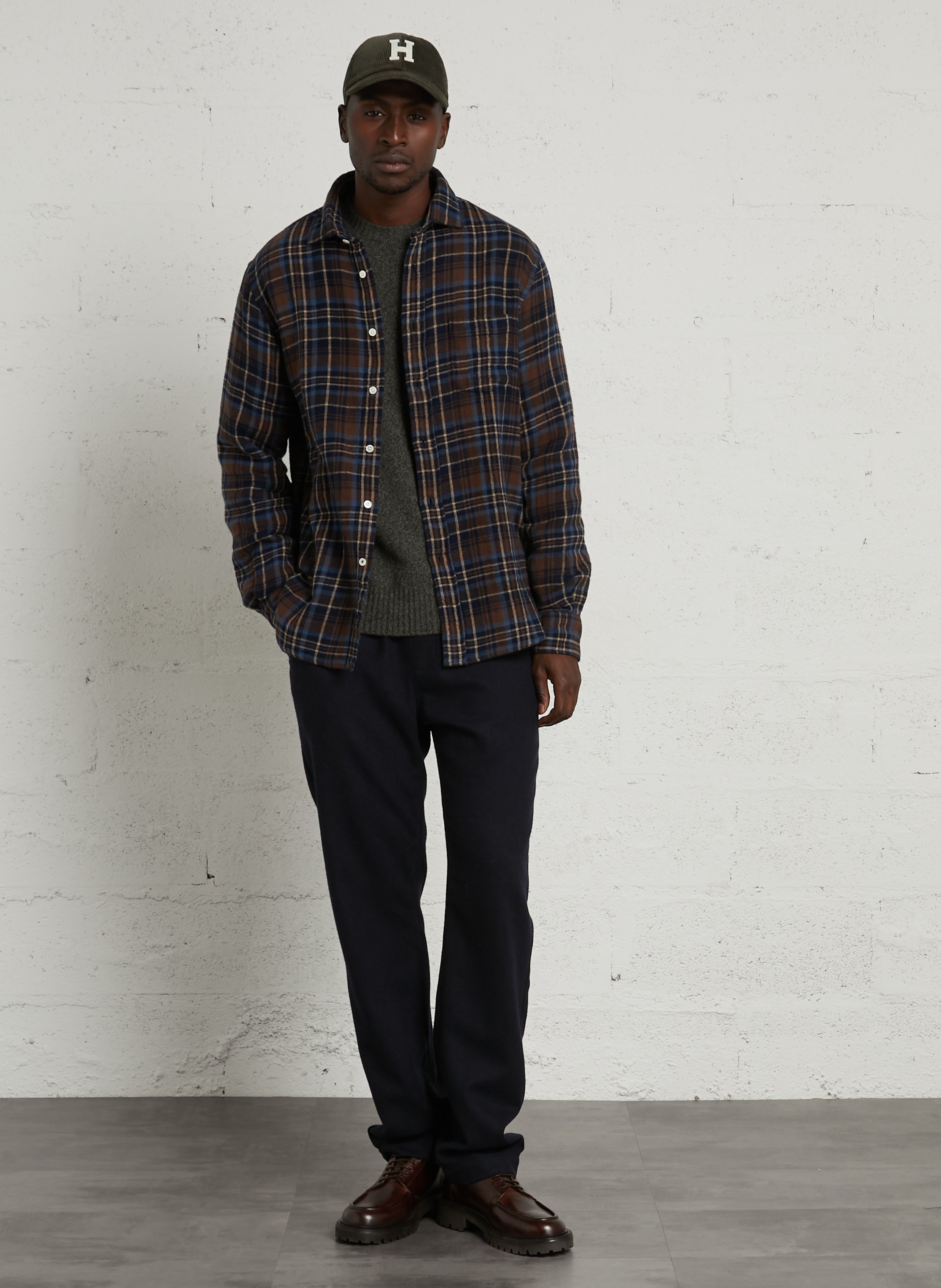 Chemise col classique en coton HARTFORD Marron