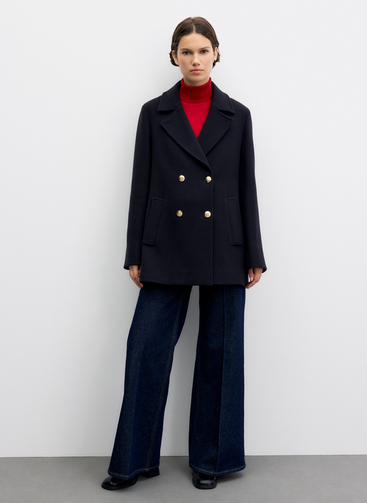 Manteau droit col tailleur en laine mélangée GERARD DAREL Bleu