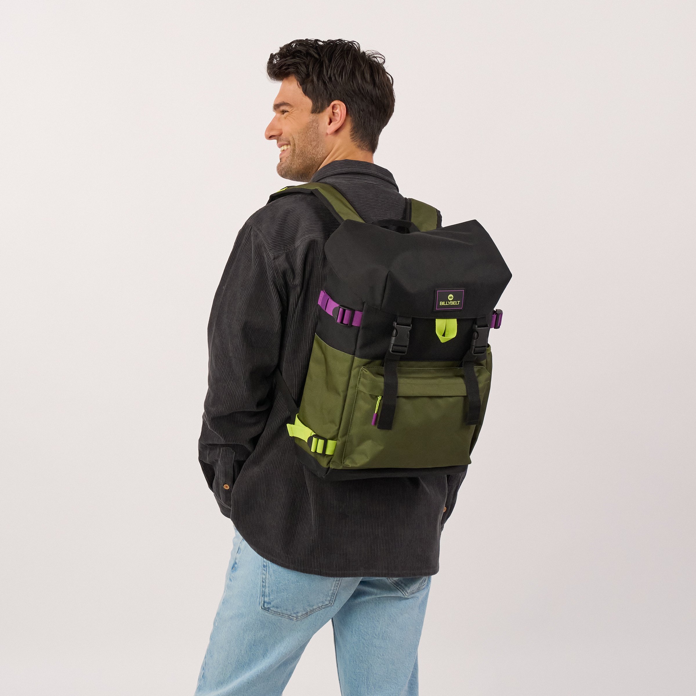Recycled polyester backpack | Khaki BILLYBELT Men