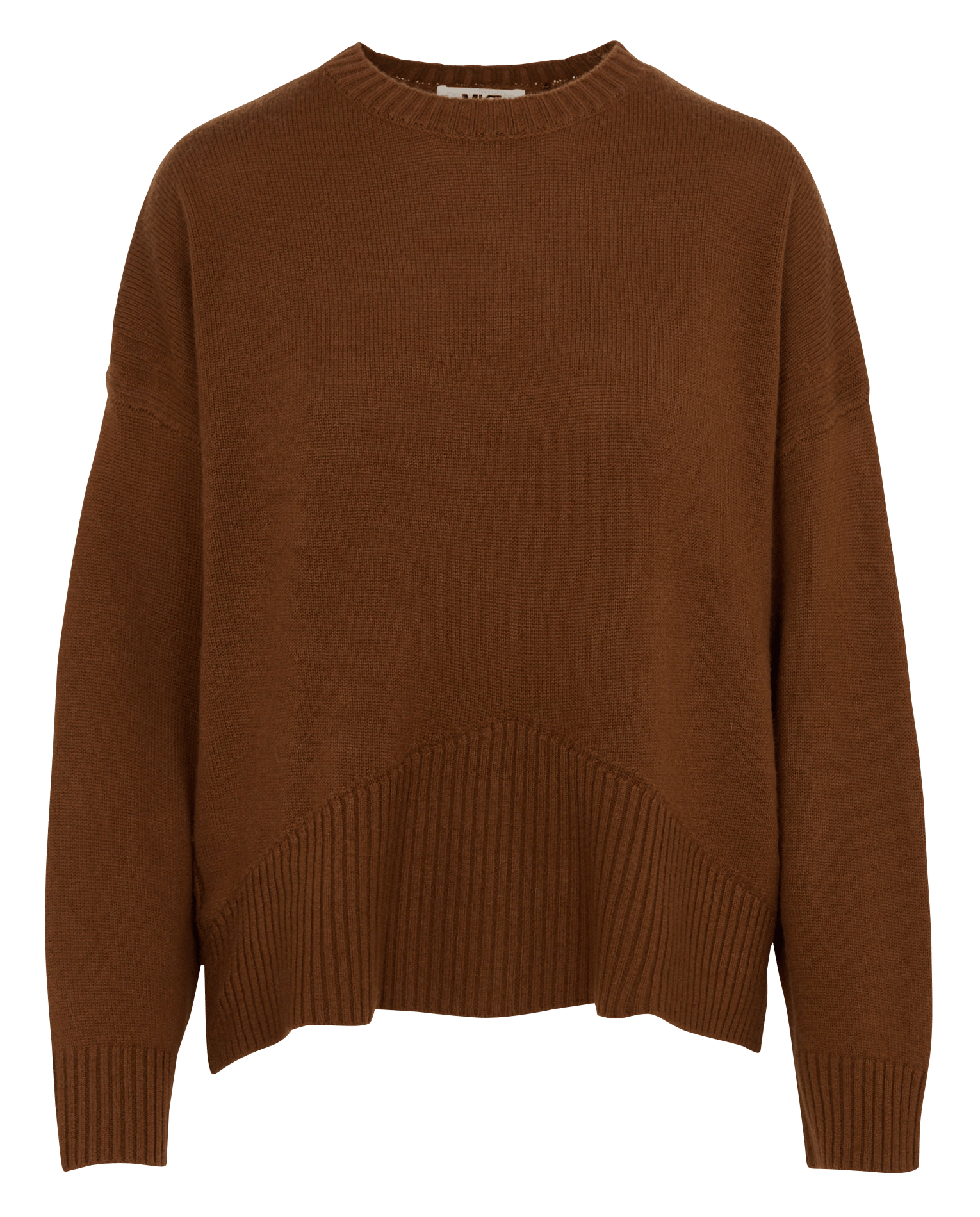 Pull ample col rond en laine MKT Marron