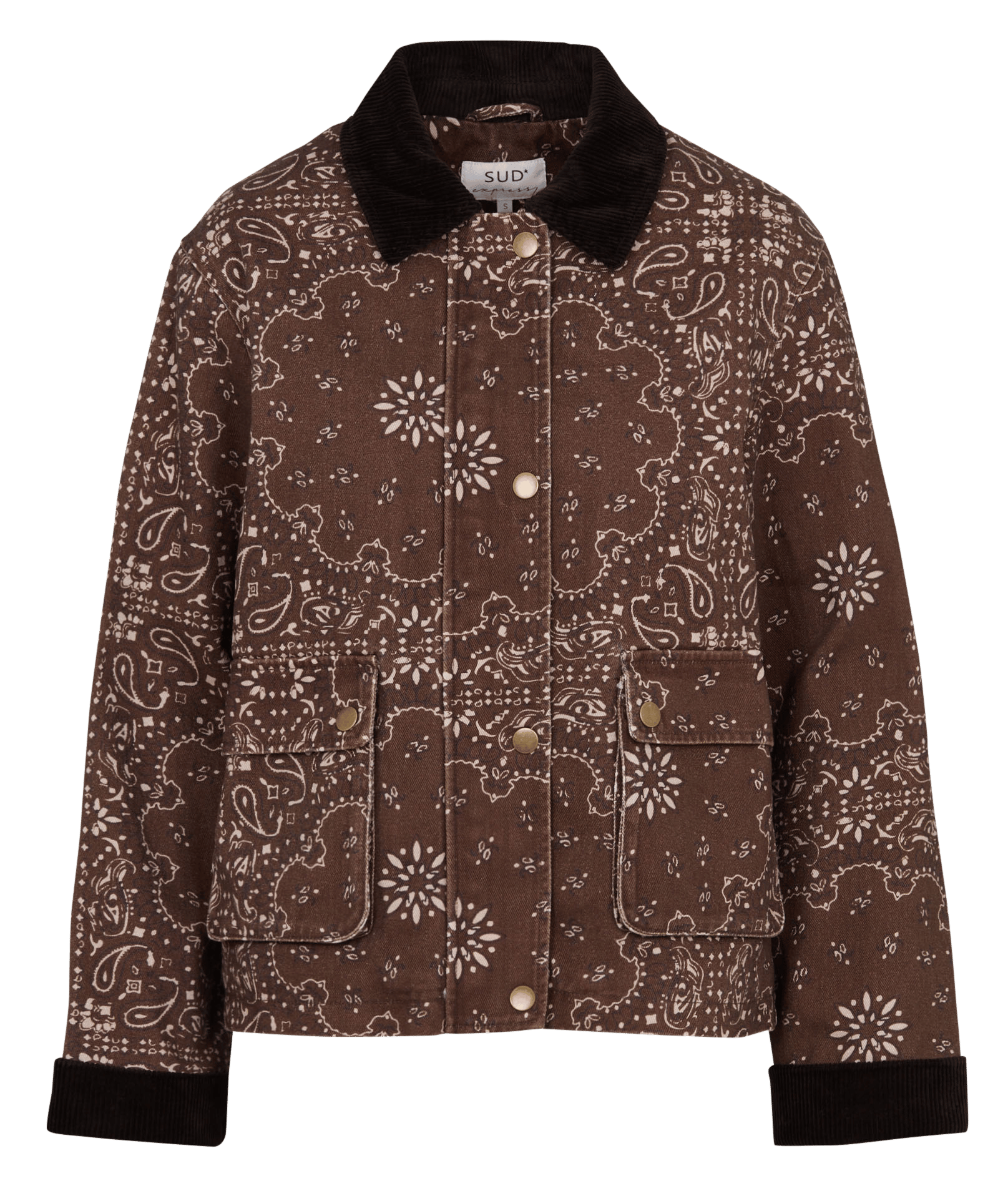 Blouson imprimé à col velours côtelé SUD EXPRESS Marron