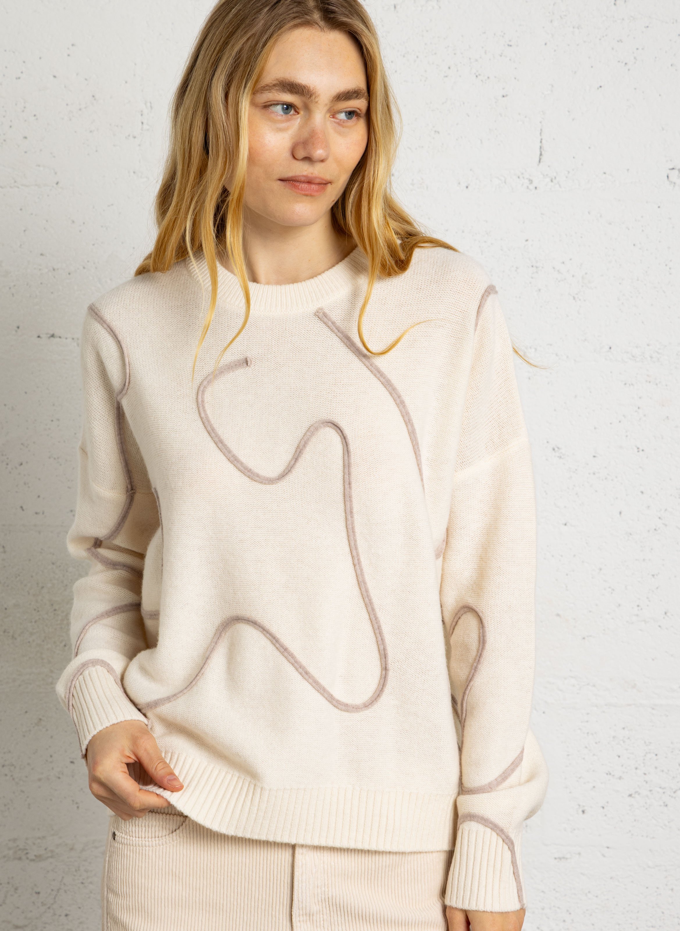 Round-neck wool sweater BERENICE White