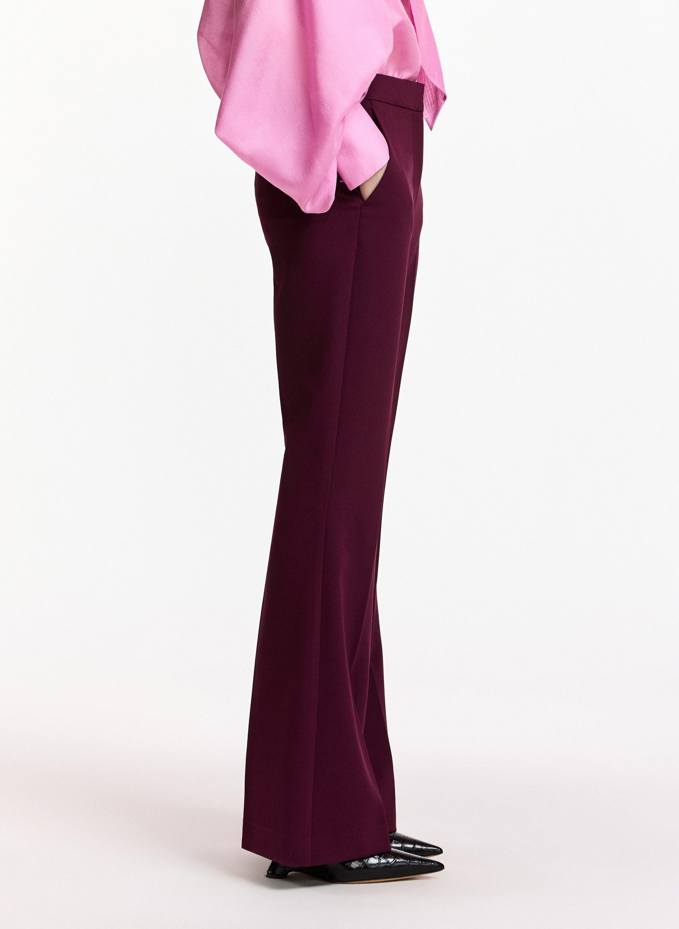 Pantalon évasé taille haute ESSENTIEL ANTWERP Rouge