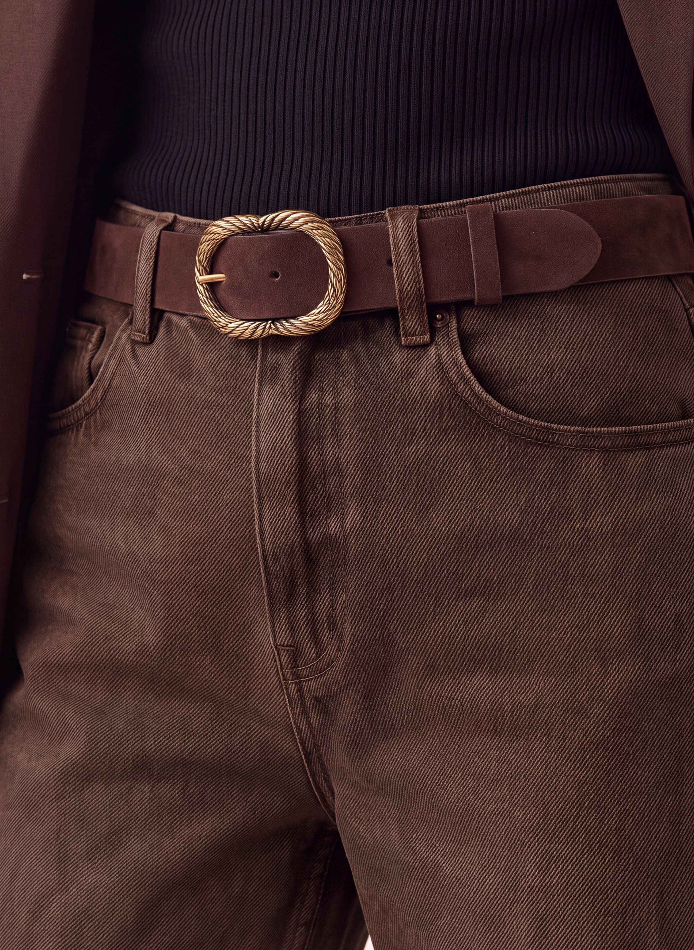 High-waisted wide-leg trousers in a solid color KOOKAI Brown