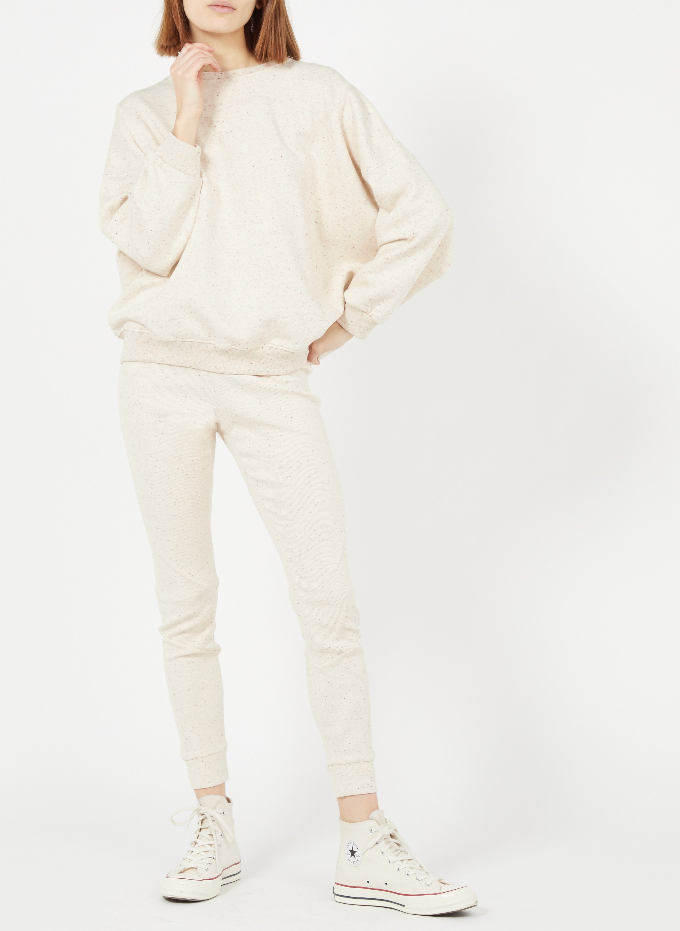 Sweat col rond oversize en coton mélangé SESSUN Beige