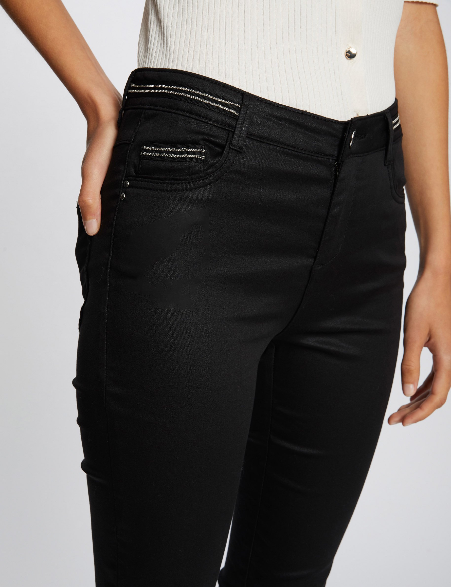 Gecoate, slim-fit broek MORGAN Zwart