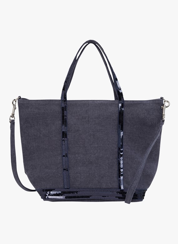 L Zippe Shopper Bag - Vanessa Bruno - Linen - Blue L Zippe Shopper Bag - Vanessa Bruno - Linen - Blue