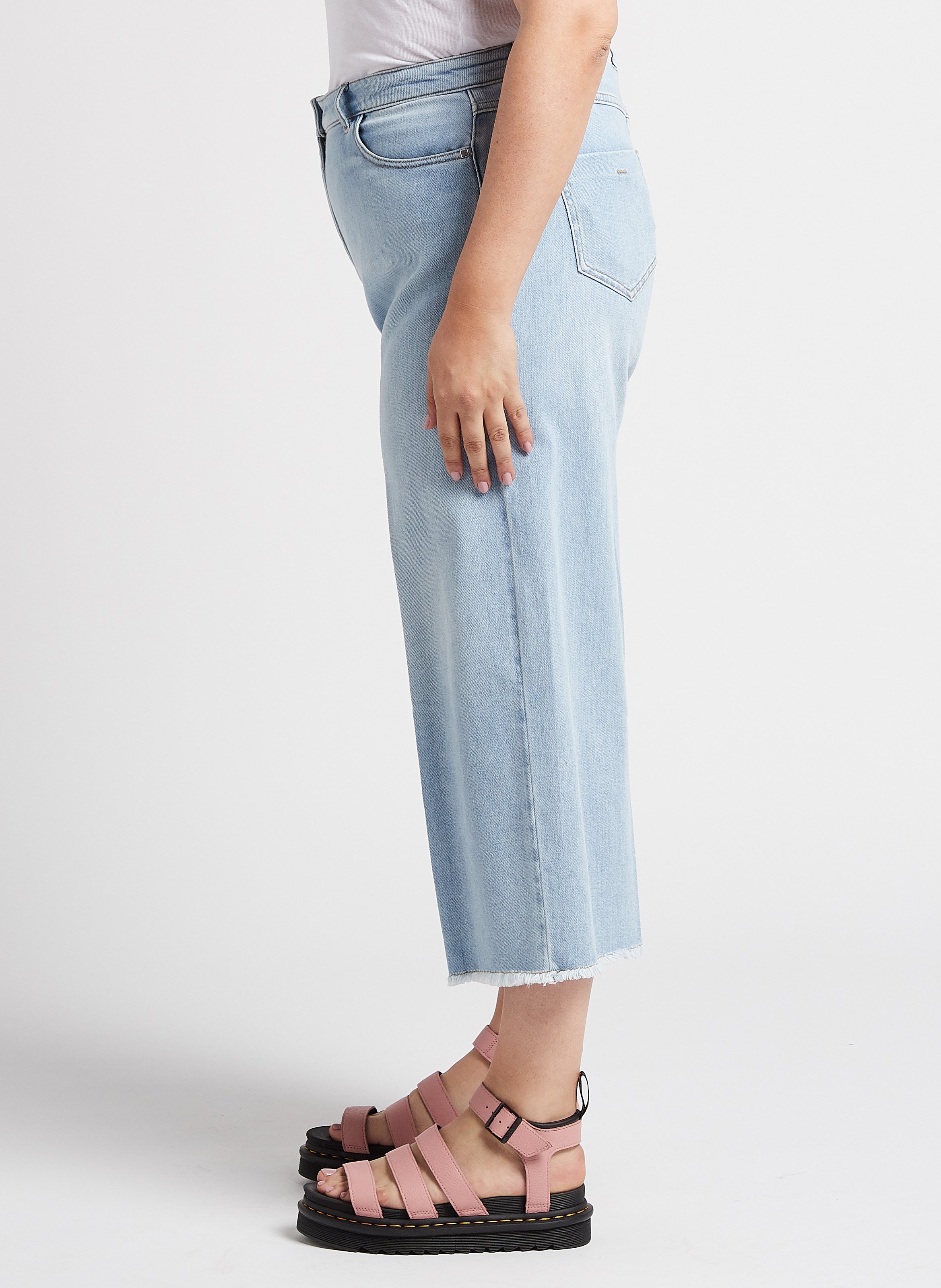 Cropped jeans | katoenblend PERSONA by Marina Rinaldi Blauw