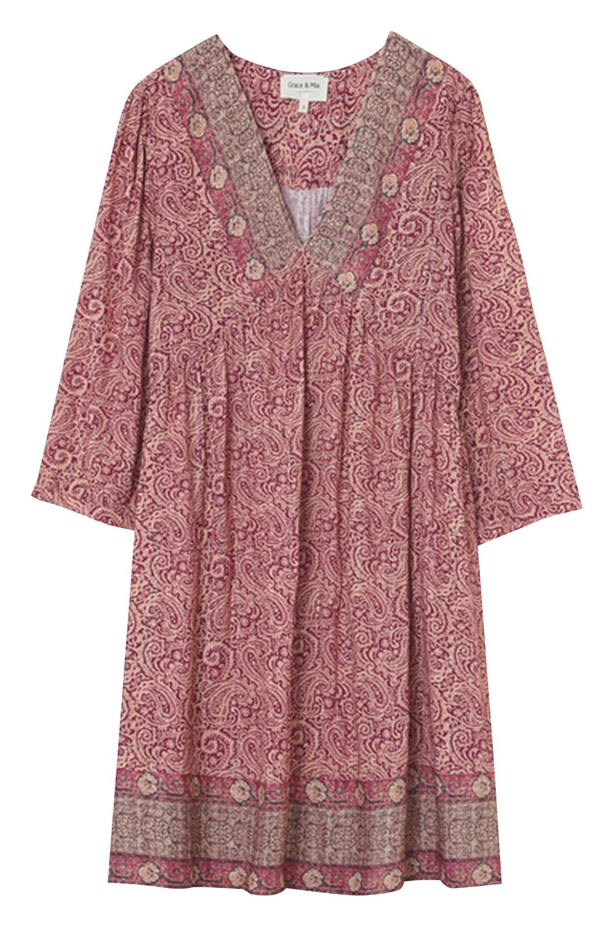 Short printed V-neck dress GRACE ET MILA Pink