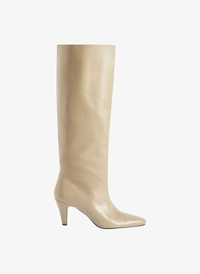 High Calf Leather Boots Beige Glace Claudie Pierlot Women