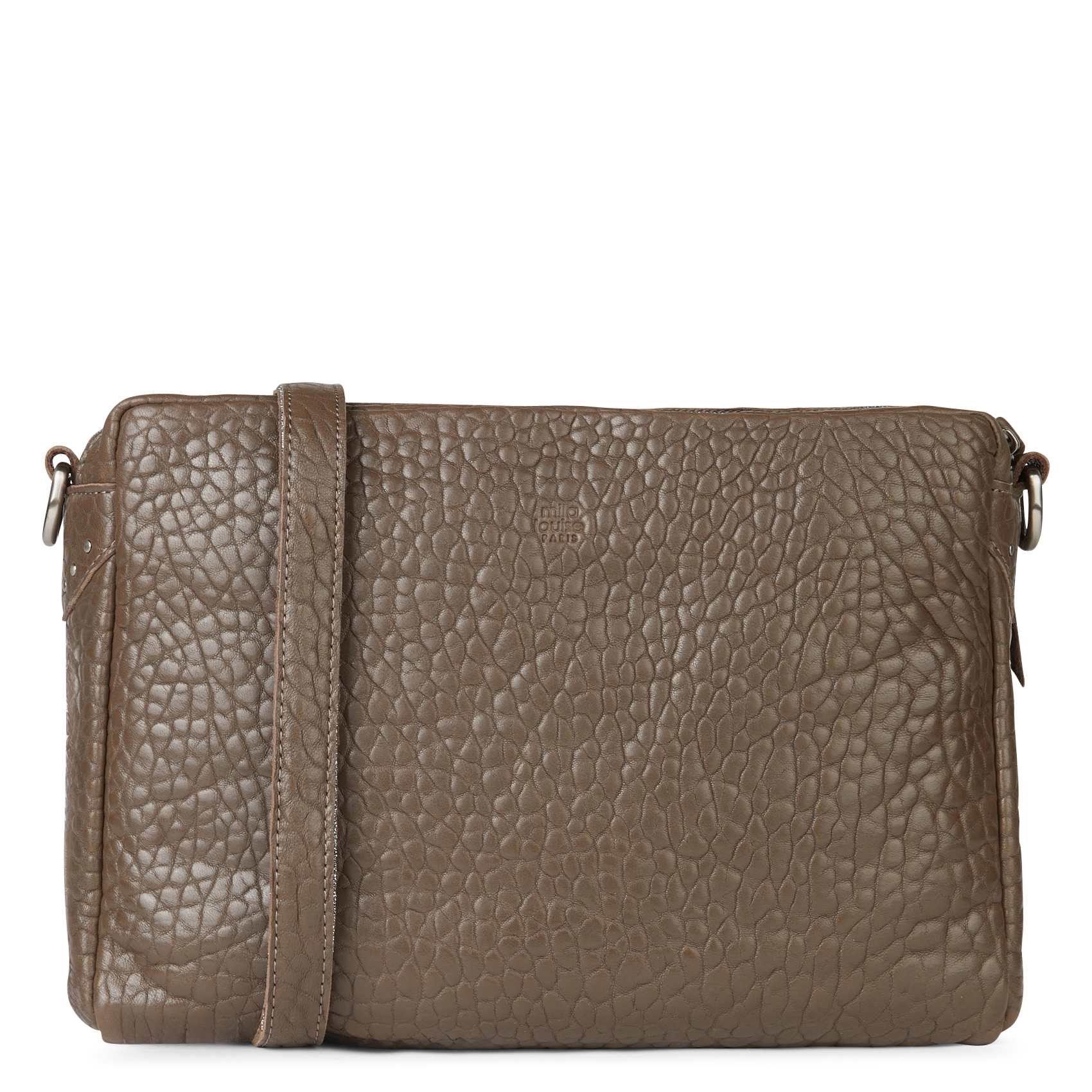 Leren handtas MILA LOUISE Grijs