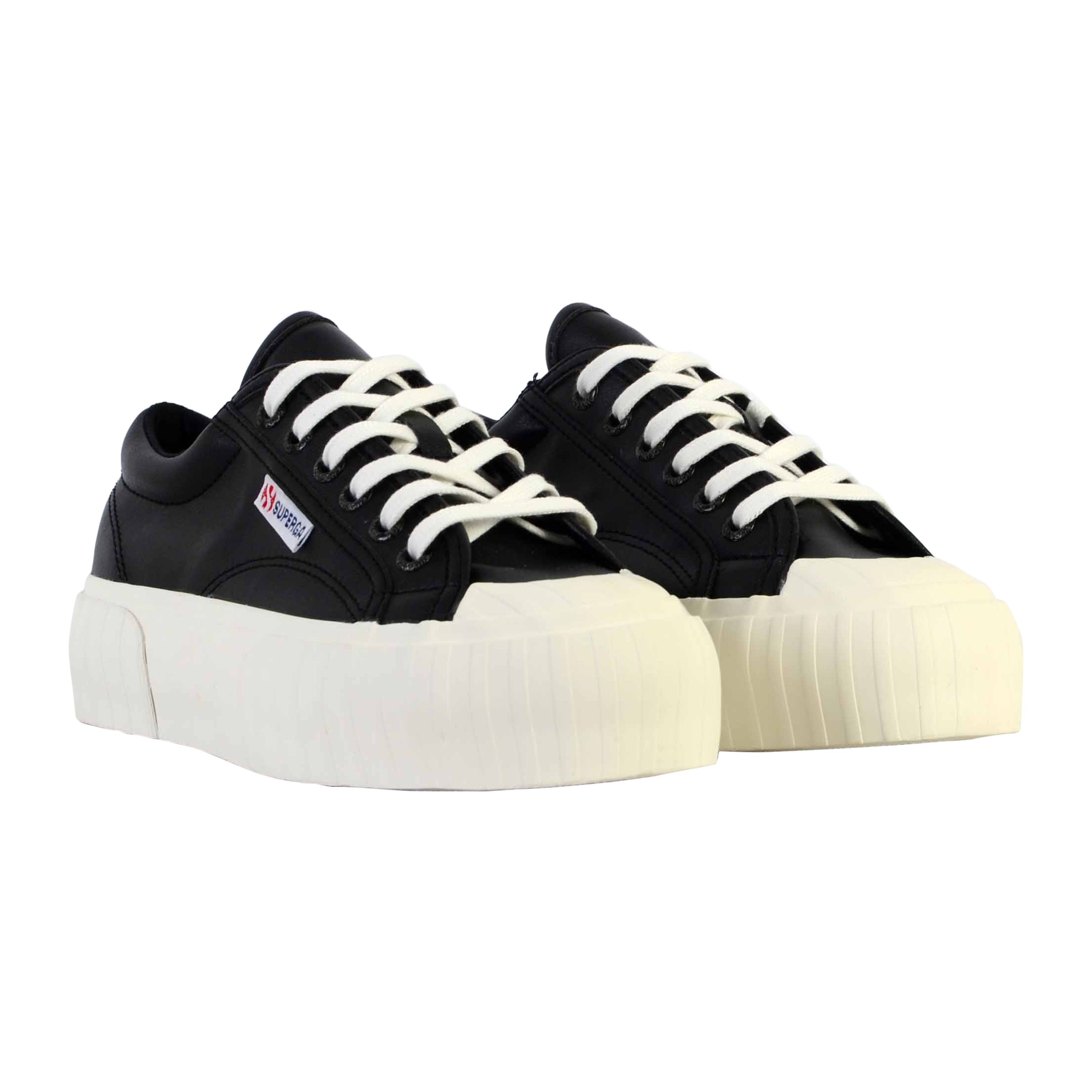 Superga Stripe Webbing Lace-Up Sneakers SUPERGA Black